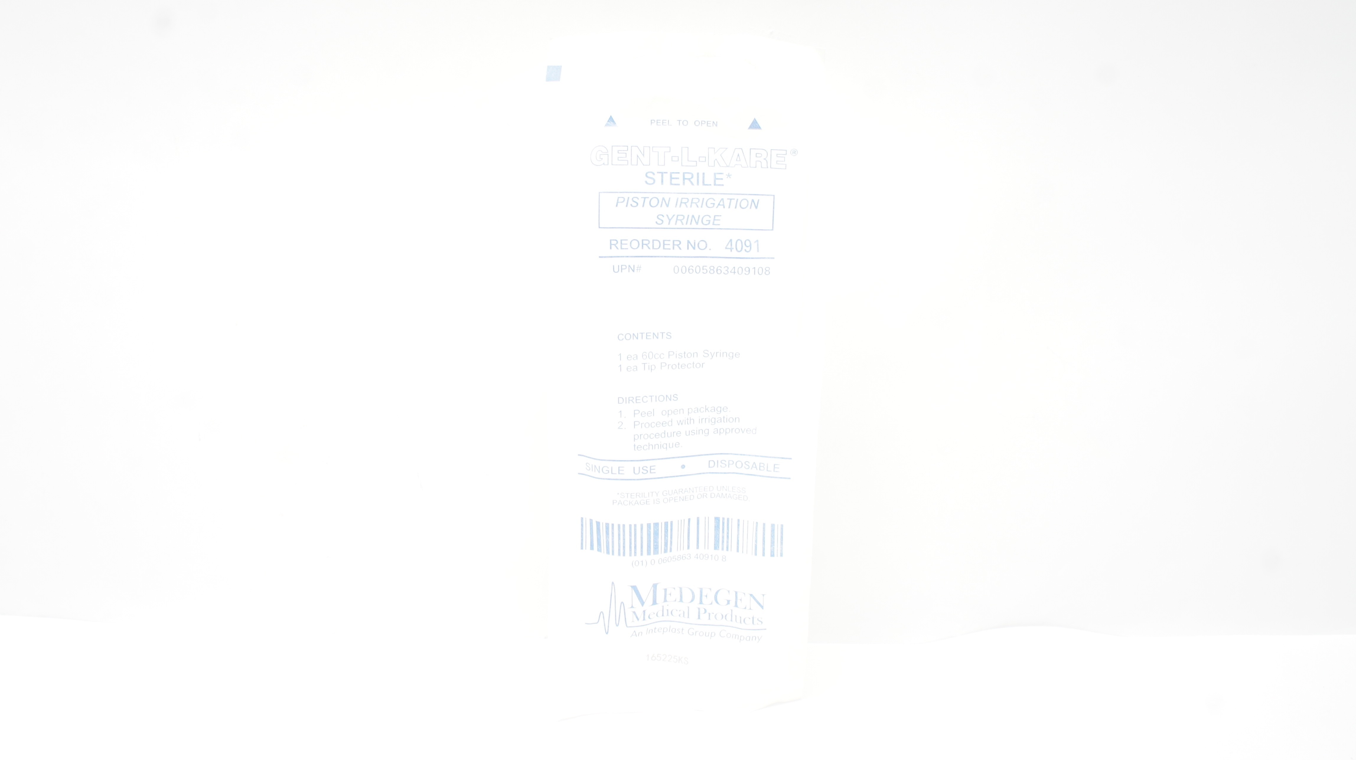 Medegen 4091 Gent-L-Kare Piston Irrigation Syringe 60cc Sterile