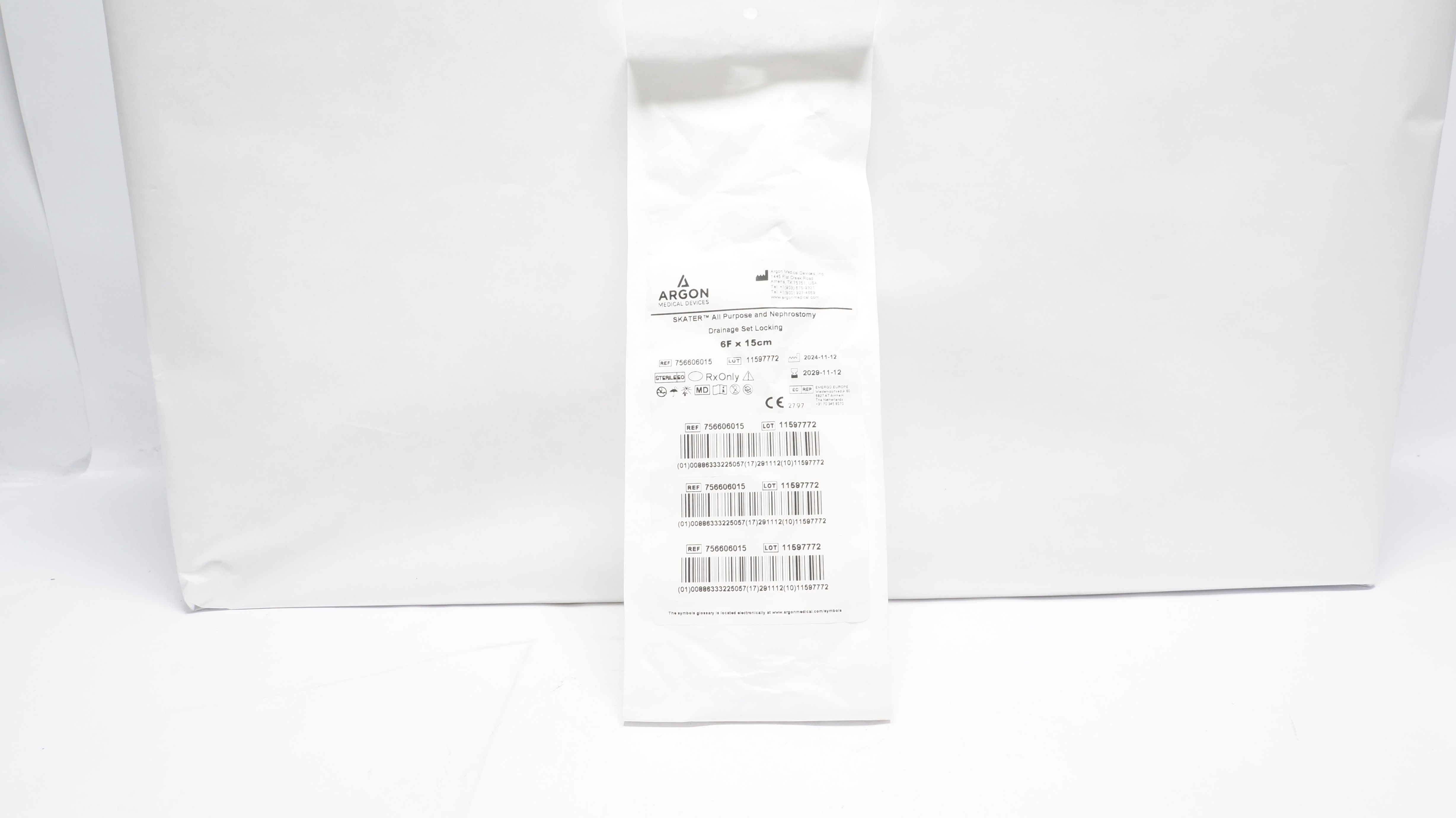 Argon 756606015 Skater All-Purpose & Nephrostomy Drainage Set Locking 6F x 15cm