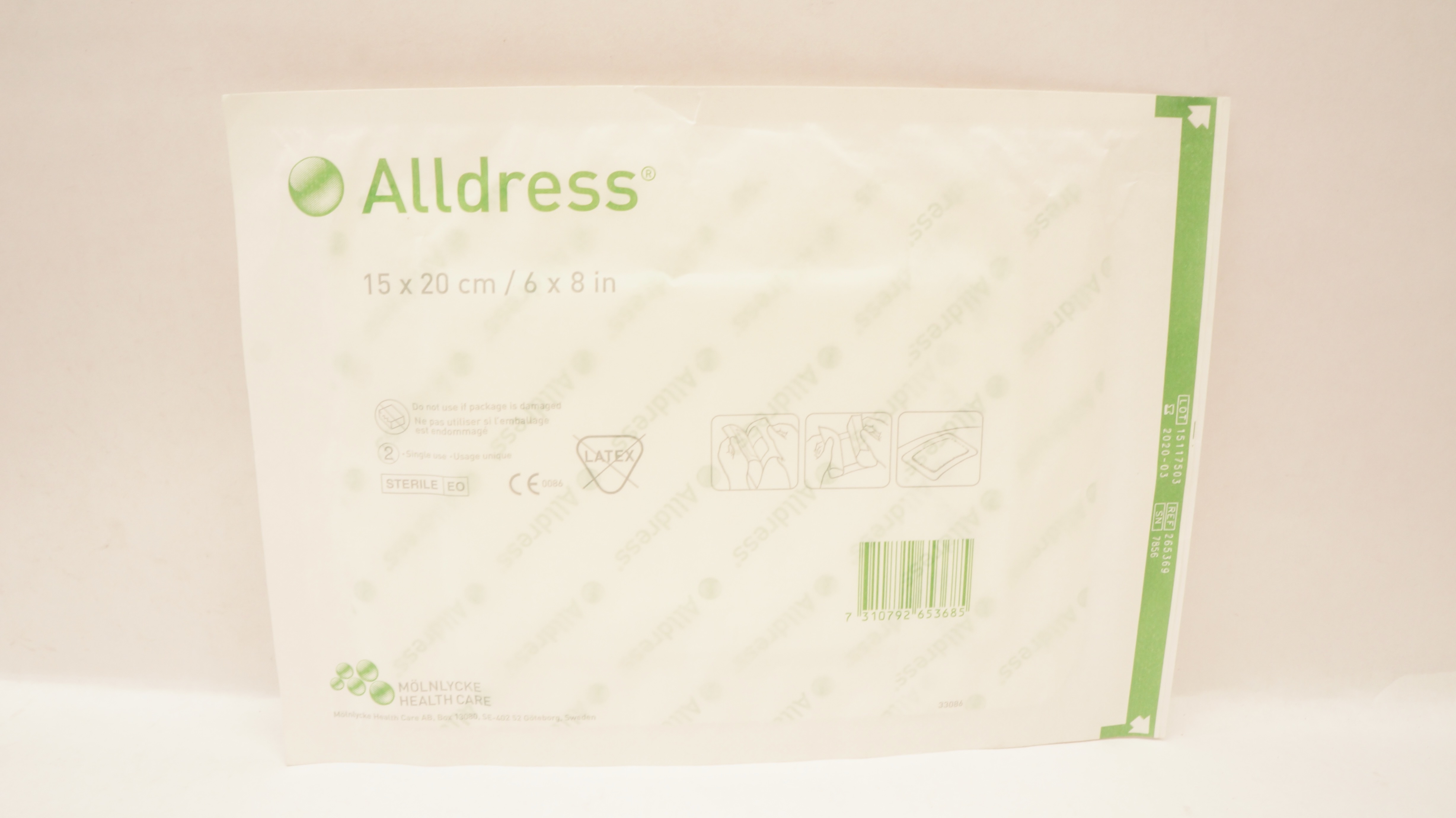 Molnlycke 265369 Alldress Absorbent Vapour-Permeable AdhesiveDressing 6x8inch(x)
