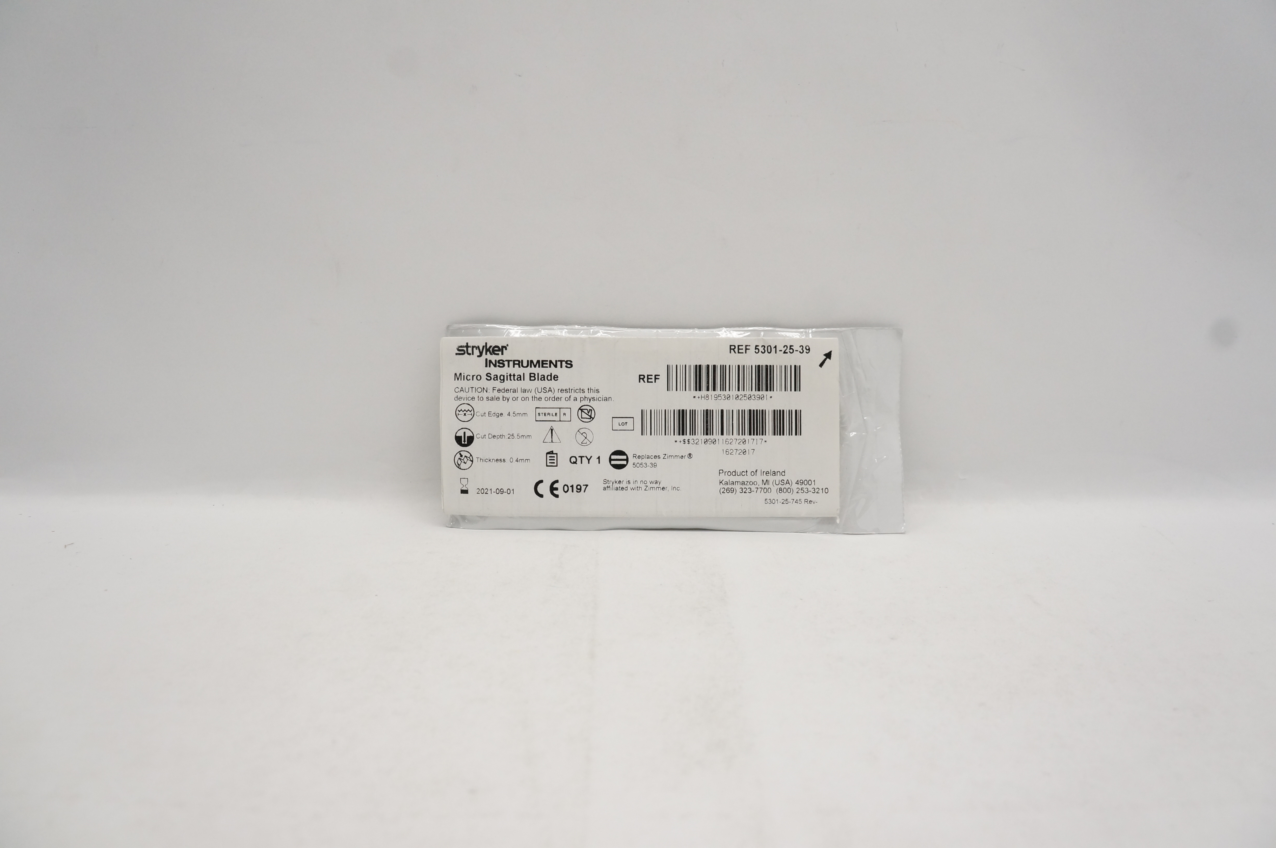 Stryker 5301-25-39 Micro Sagittal Blade 4.5 x 25.5 x 0.4mm (x)