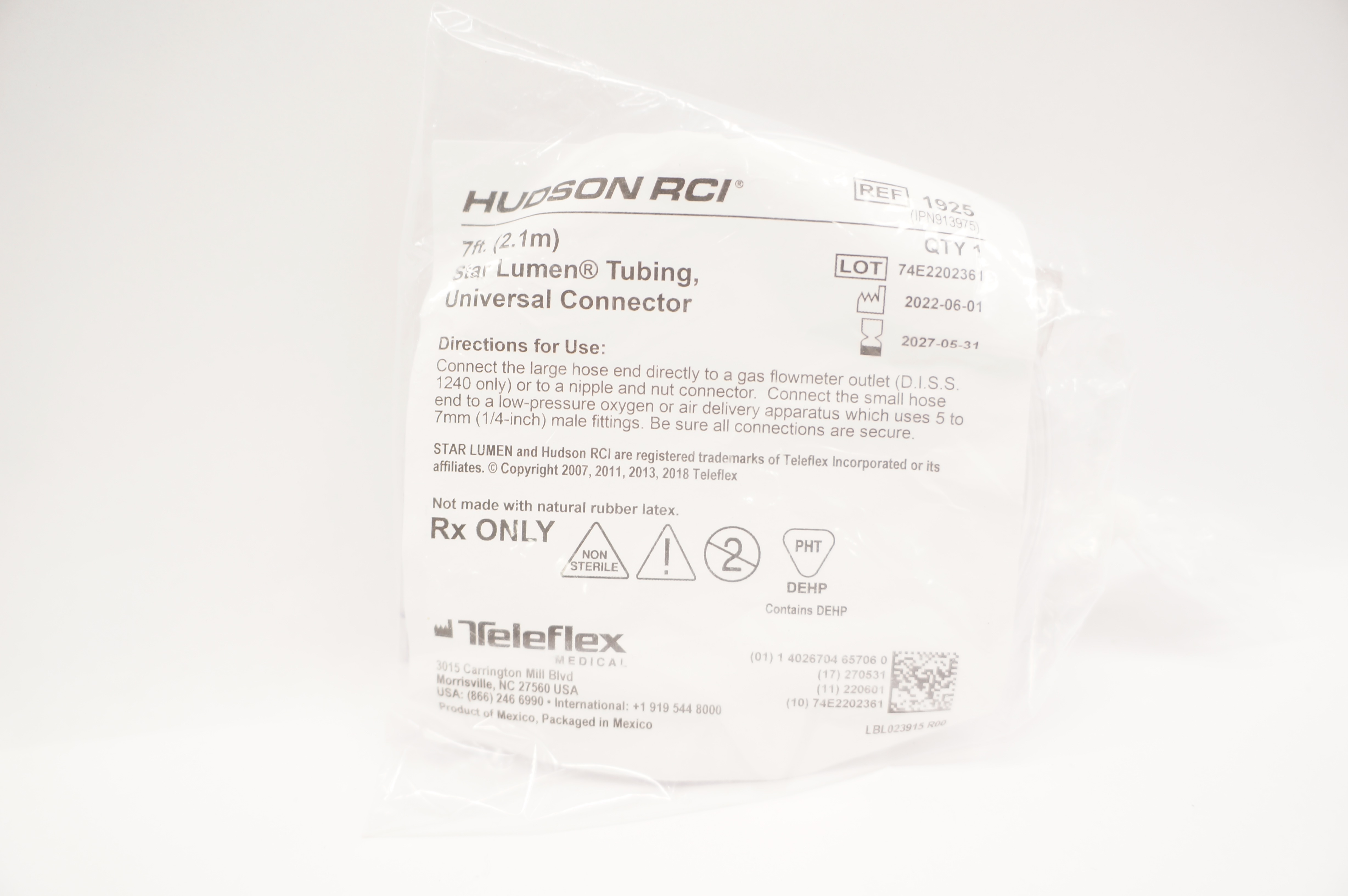 Hudson RCI 1925 Oxygen Supply Tubing