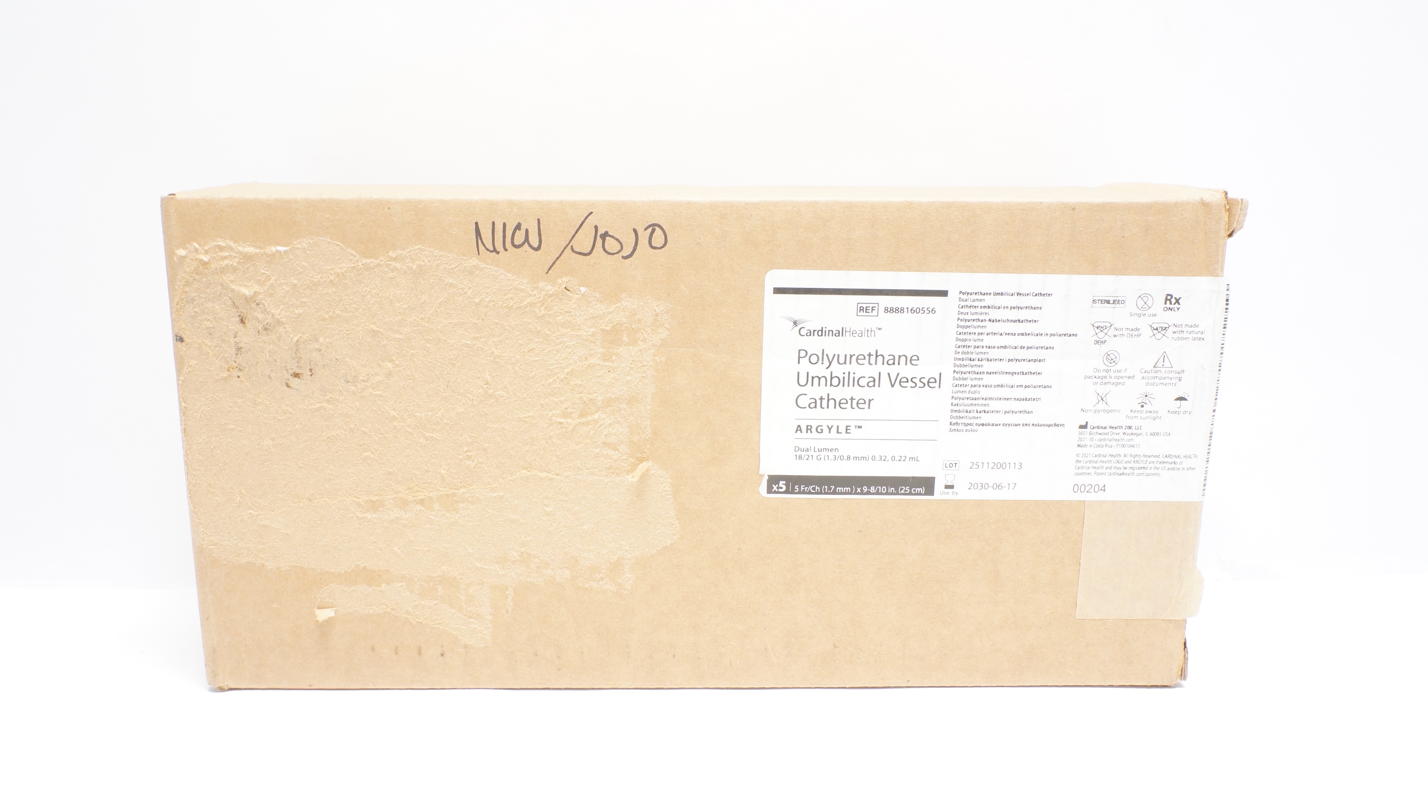 Cardinal Health 8888160556 Polyurethane Umbilica Vessel Cath. Argyle - Box of 5
