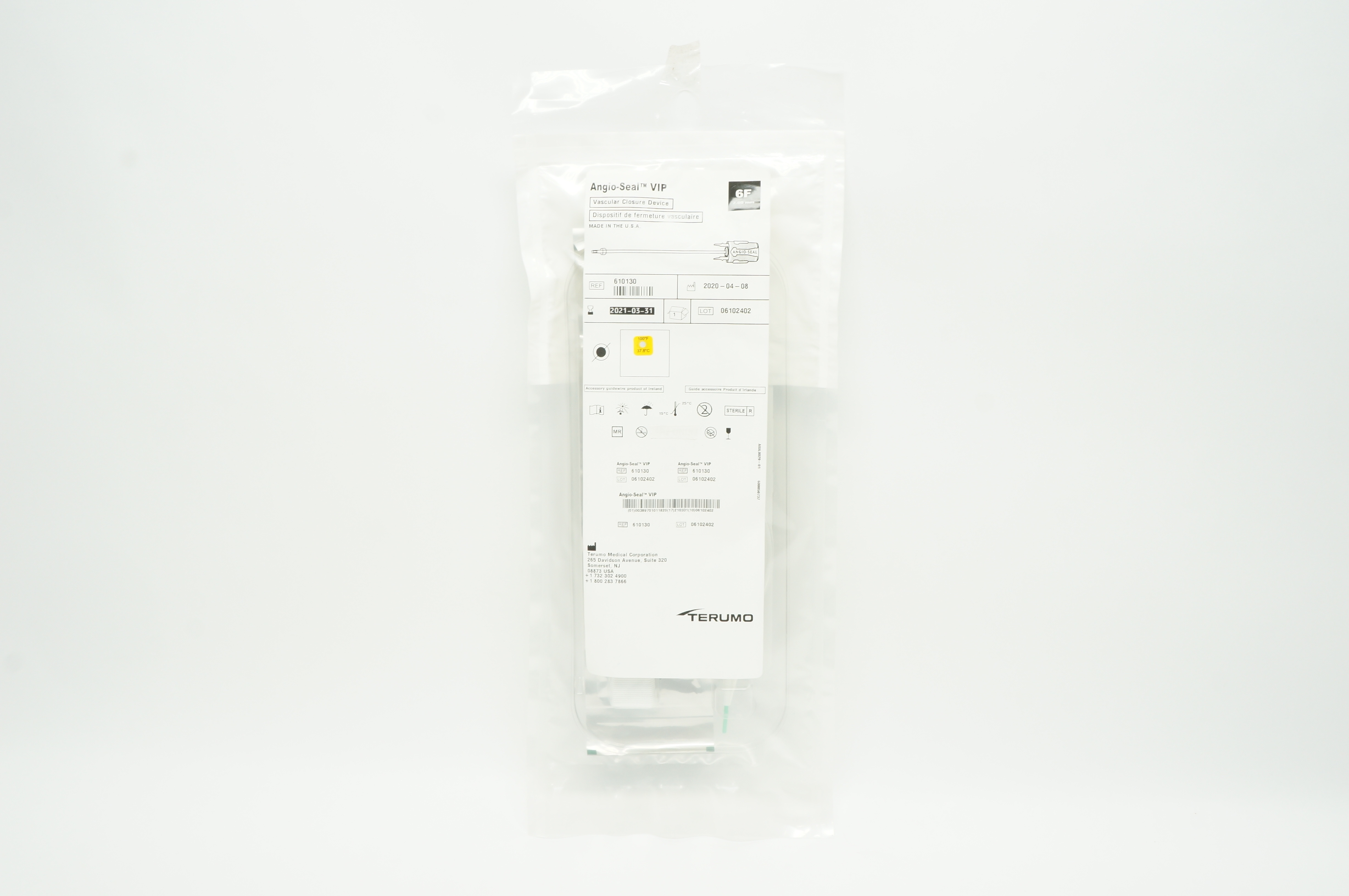 Terumo 610130 Angio-Seal VIP Vascular Closure Device 6F (x)
