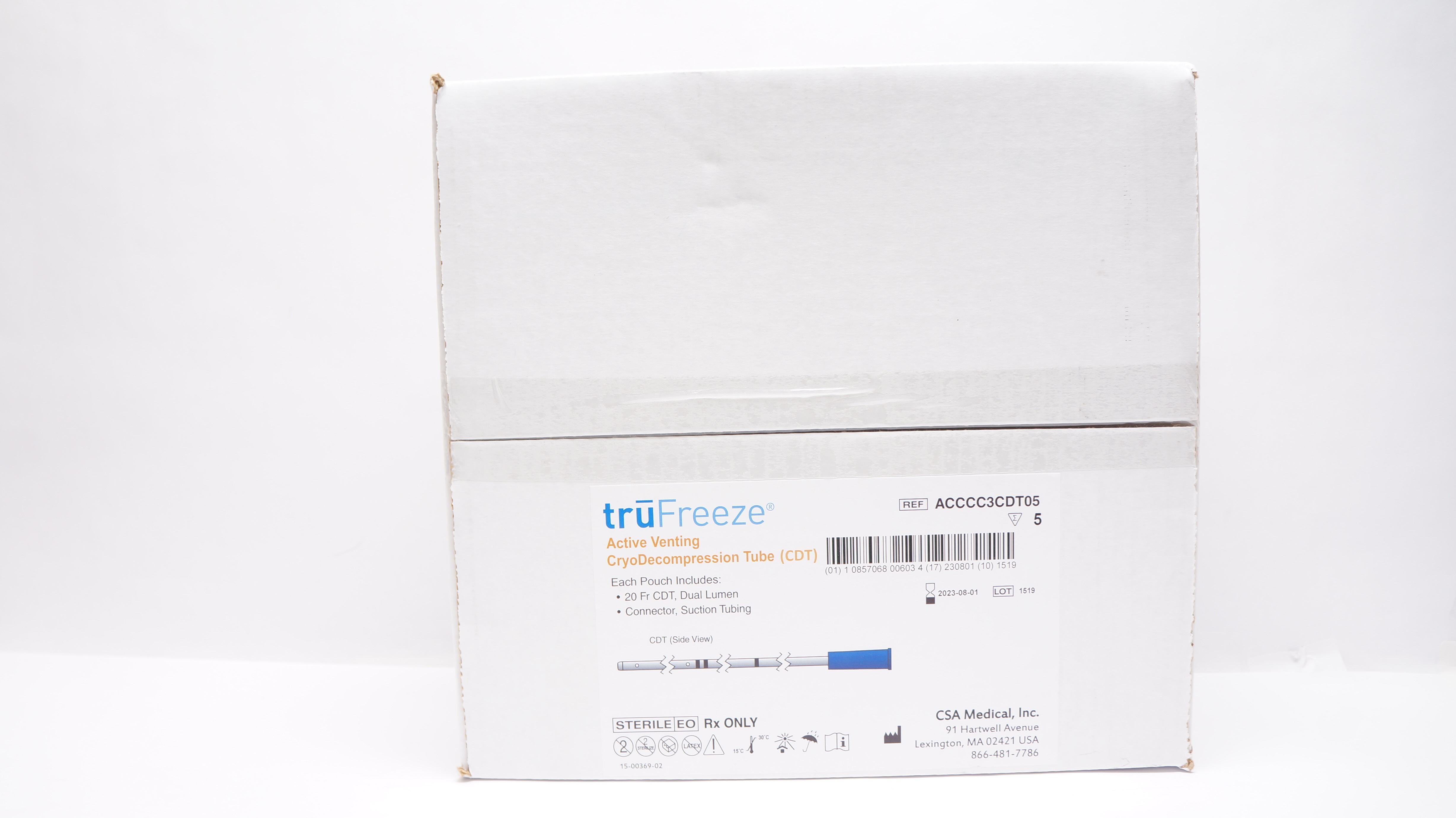 CSA Medical ACCCC3CDT05 truFreeze Active Venting CDT 20Fr (x) - Box of 5