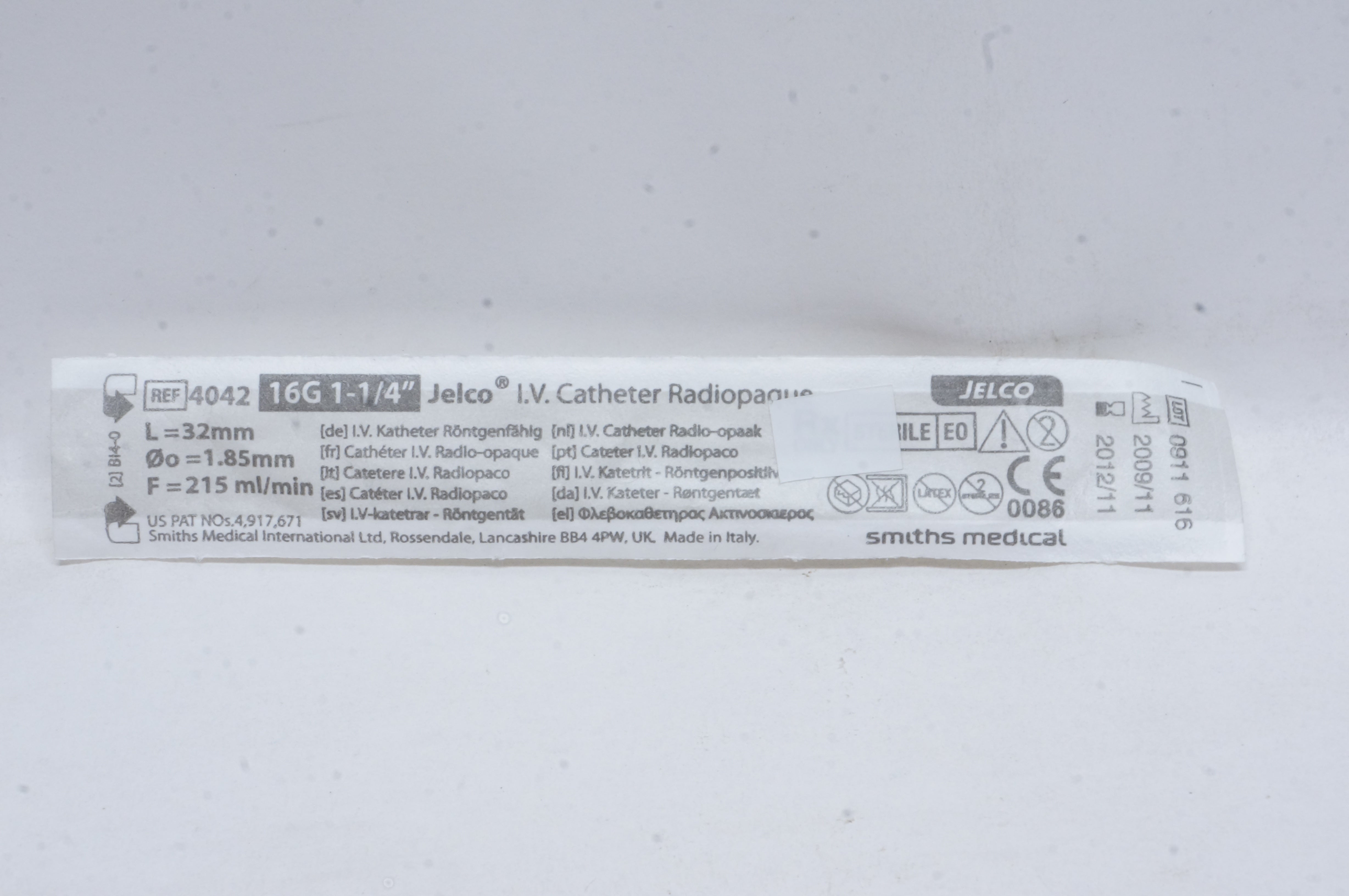 Smiths Medical 4042 Jelco I.V. Cath. Radiopaque 16G x 1-1/4inch (x)