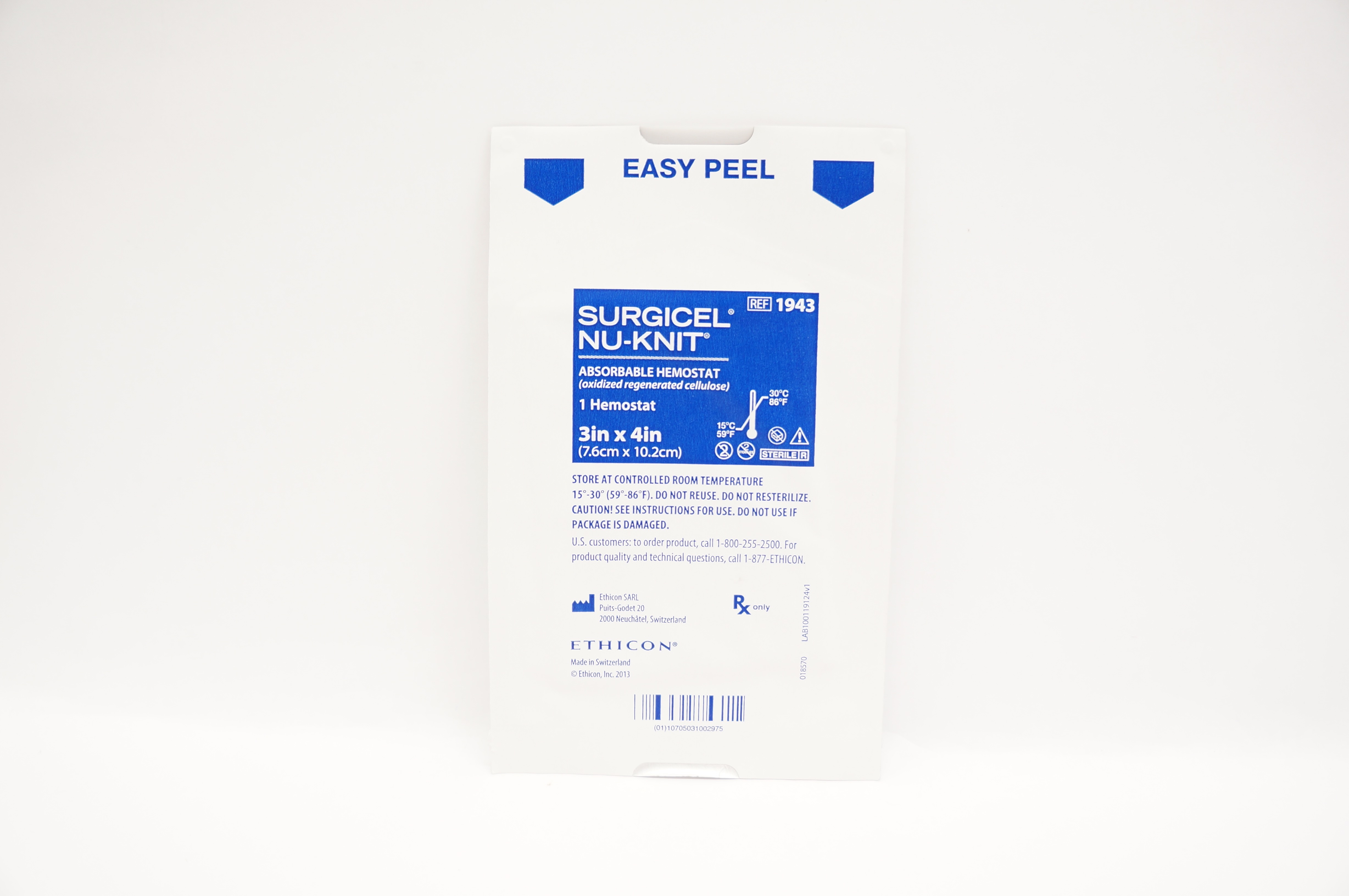 Ethicon 1943 Surgicel Nu-Knit Absorbable Hemostat 3inch x 4inch (x)