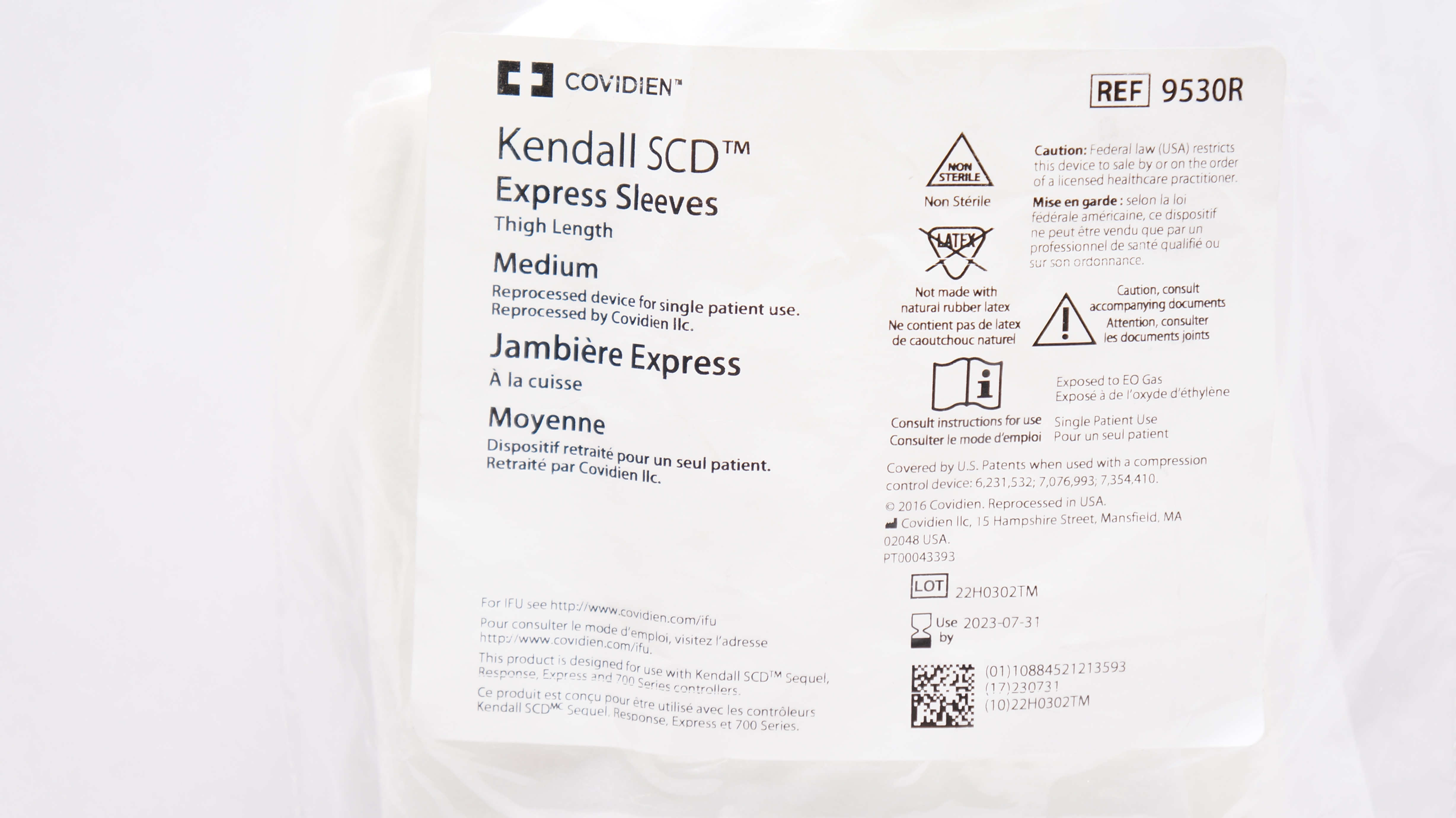 Covidien 9530R Kendall SCD Express Sleeves, Thigh Length, Medium (x)