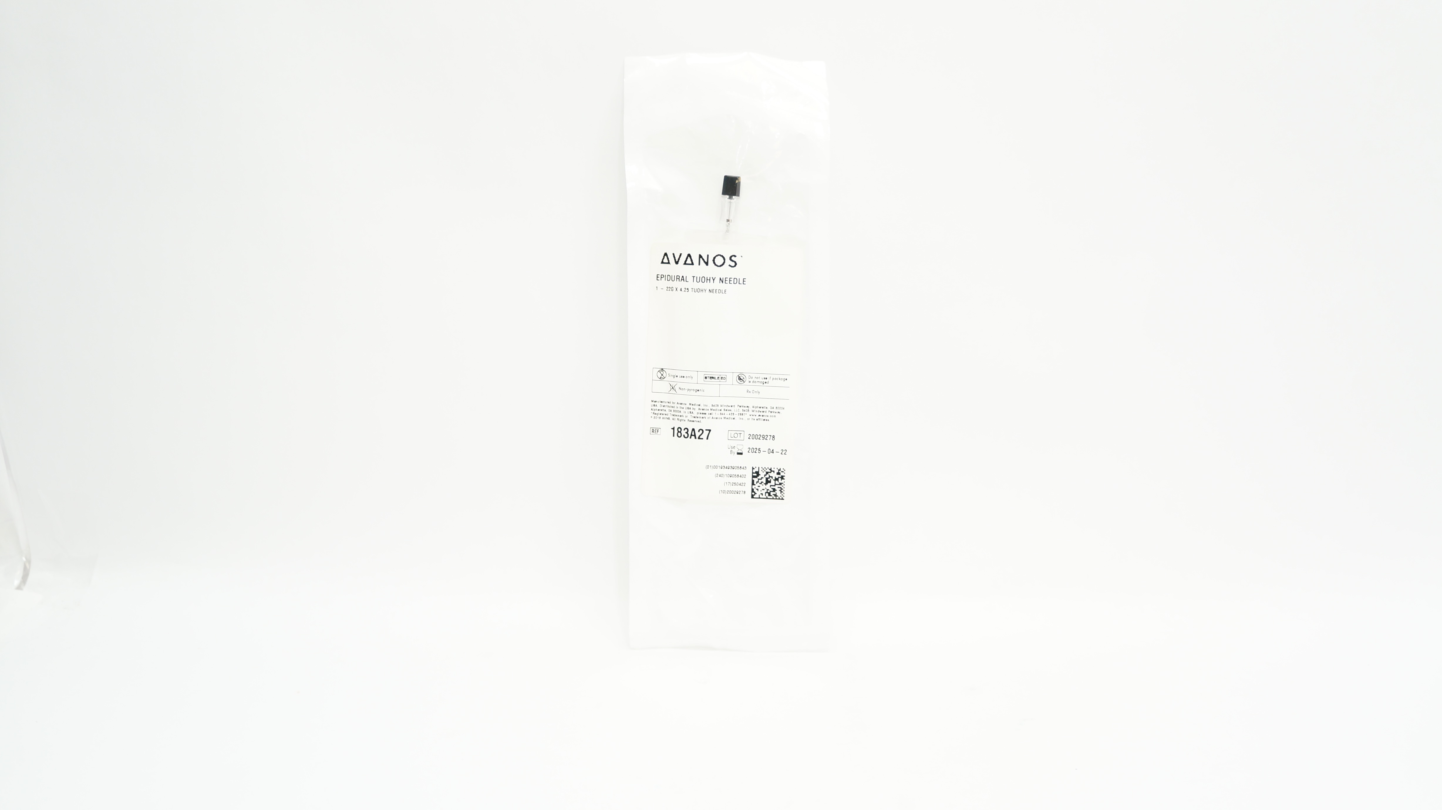 Avanos 183A27 Epidural Tuohy Ndle. 22 x 4.25inch