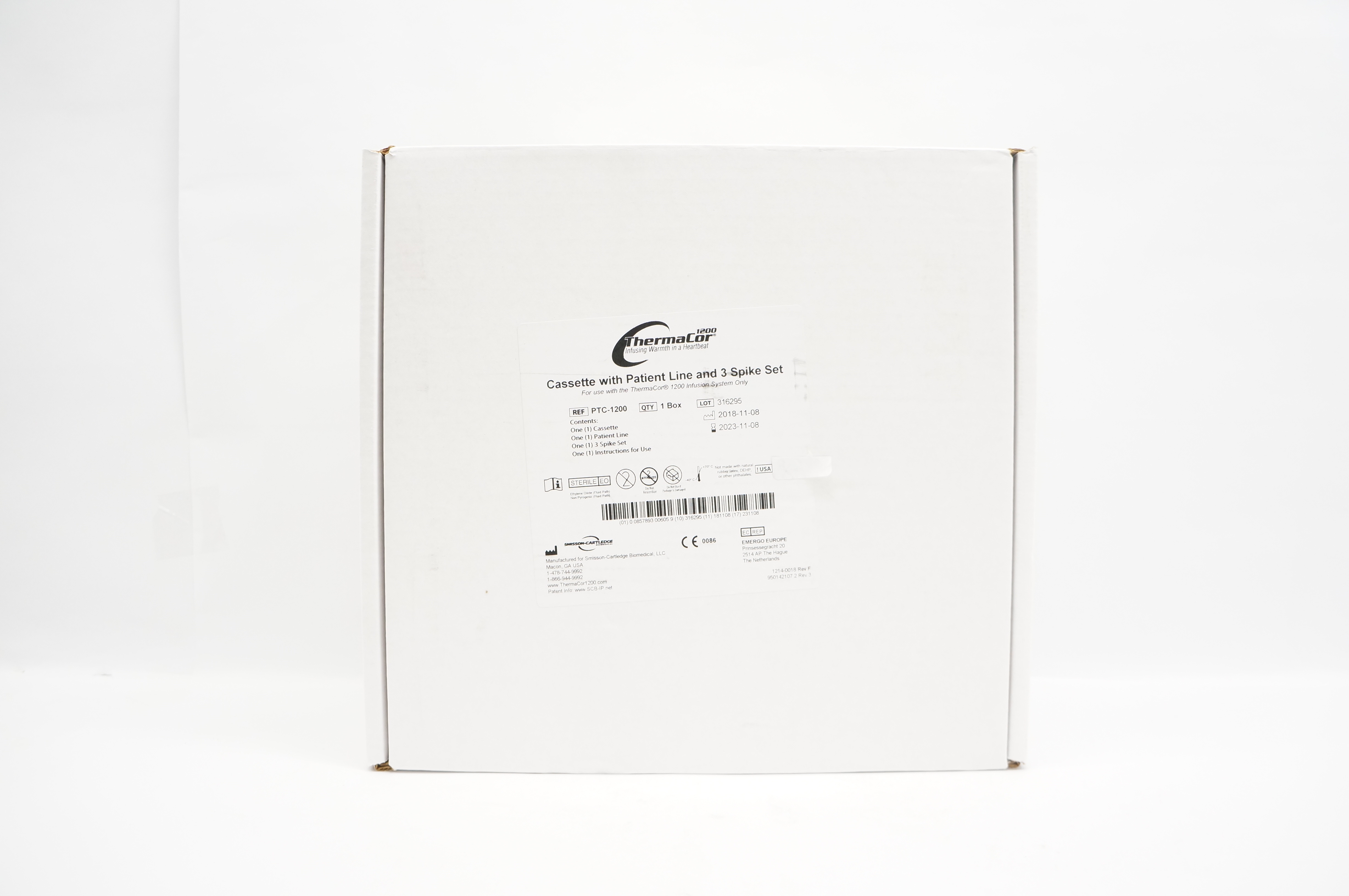 Smisson-Cartledge PTC-1200 ThermaCor Cassette with Patient Line and 3 Spike Set