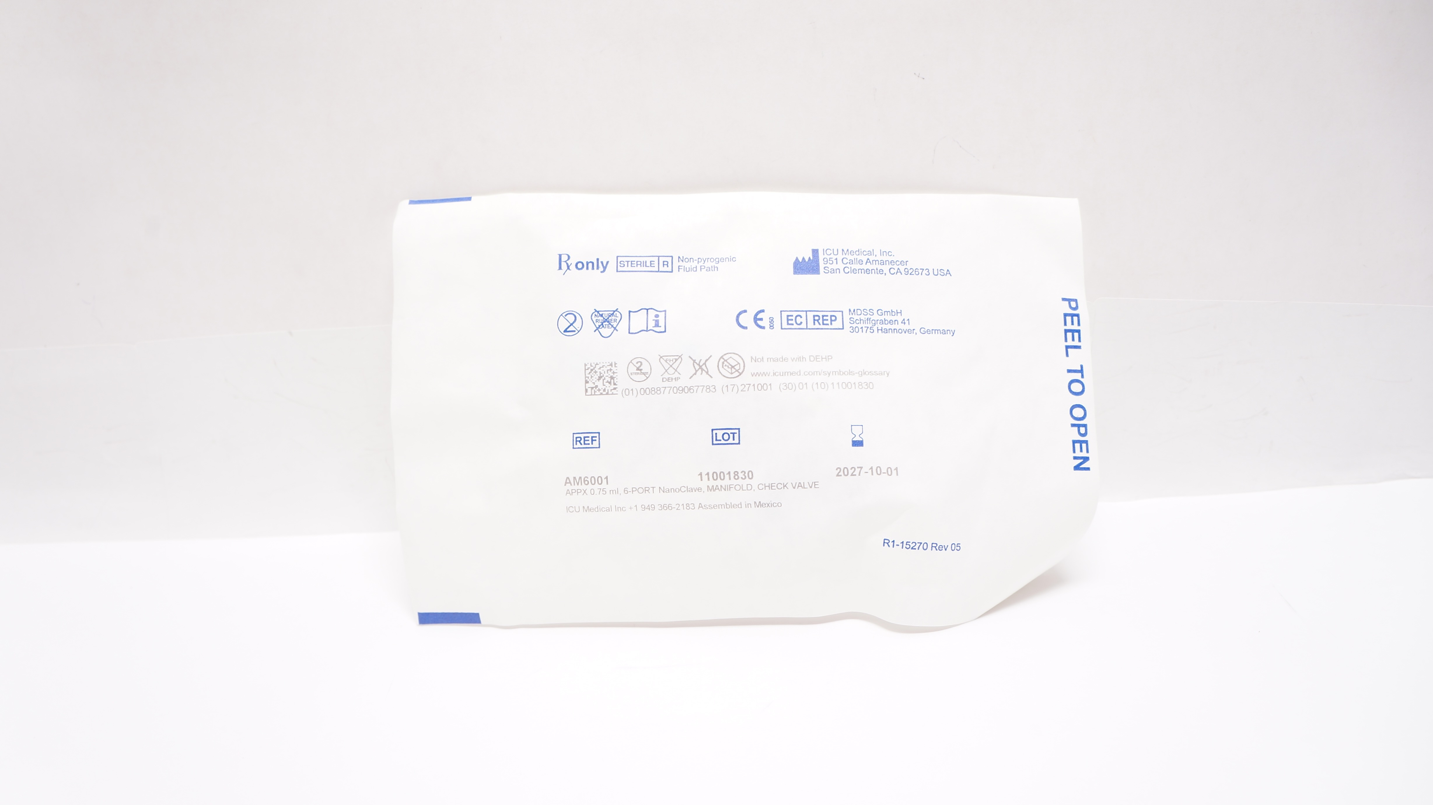 ICU Medical AM6001 APPX 0.75ml, 6-Port NanoClave Manifold Check Valve