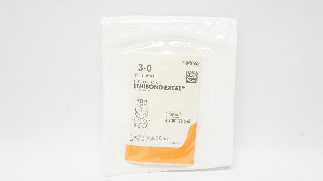 Ethicon MX552 3-0 Ethibond Excel Polyester Stre RB-1 17mm 1/2c Taper, 30inch