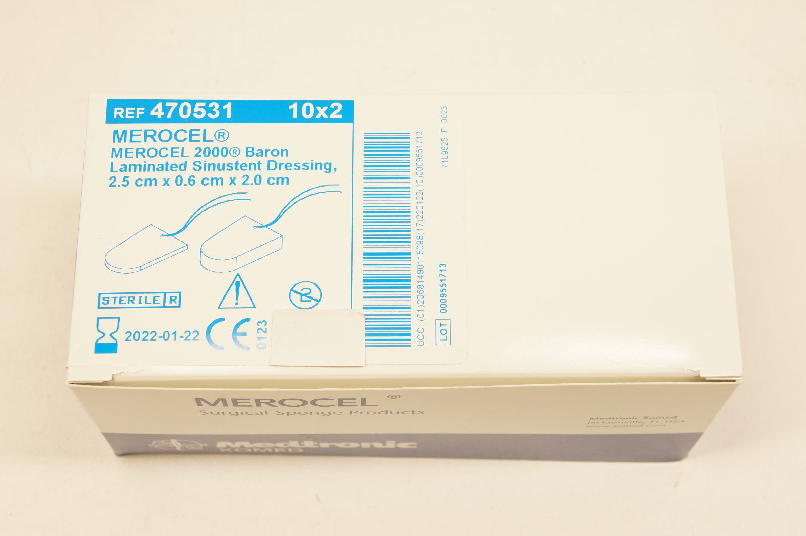 Medtronic 470531 MEROCEL 2000 Baron Laminated Sinustent, 2.5x0.6x2.0cm-Box of 10