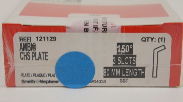 Smith&Nephew 121129 AMBI CHS Plate 150 degree 3 slots 80mm length (x)
