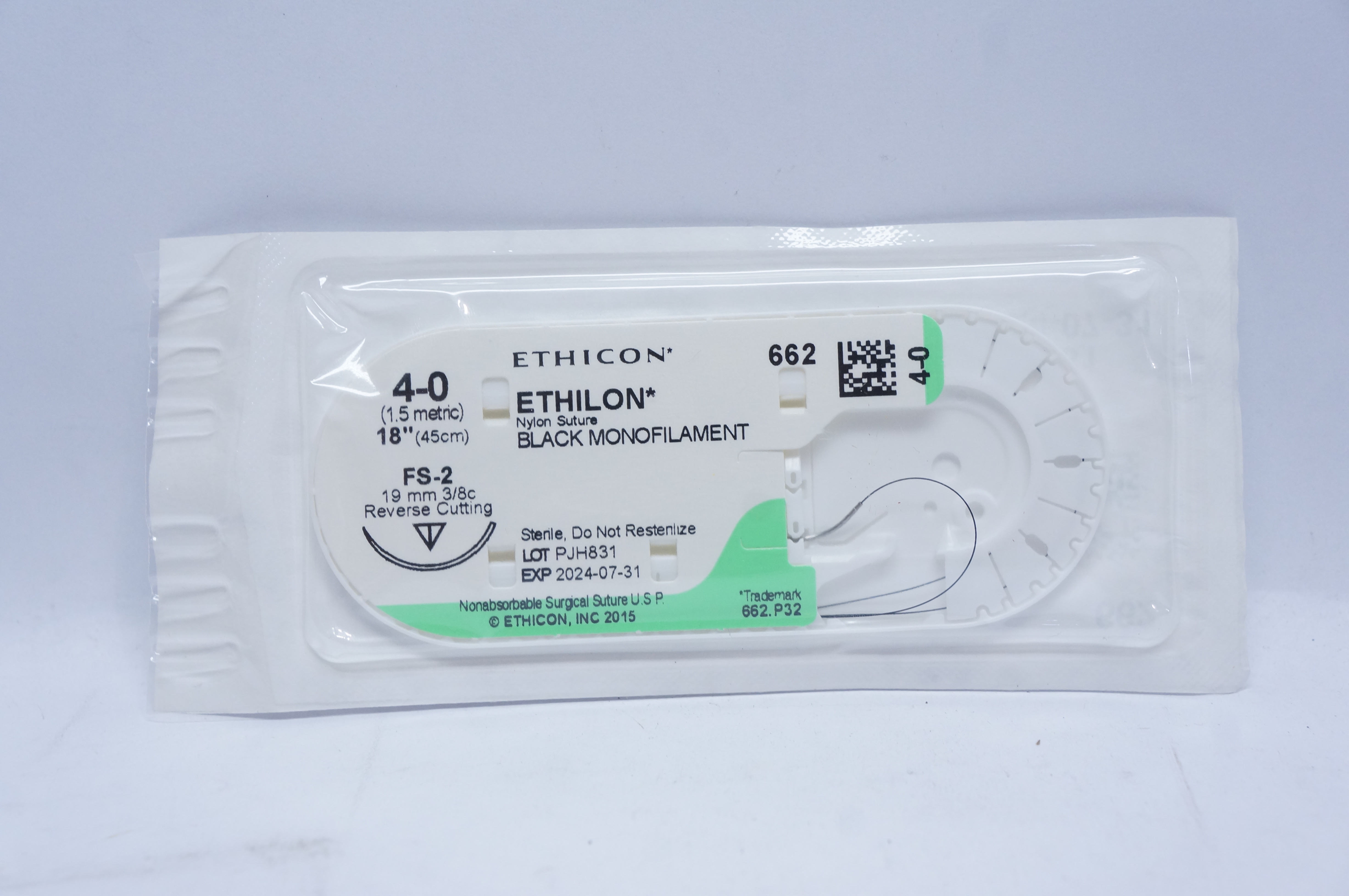 Ethicon 662 4-0 ETHILON, FS-2, 19mm 3/8c, 18inch