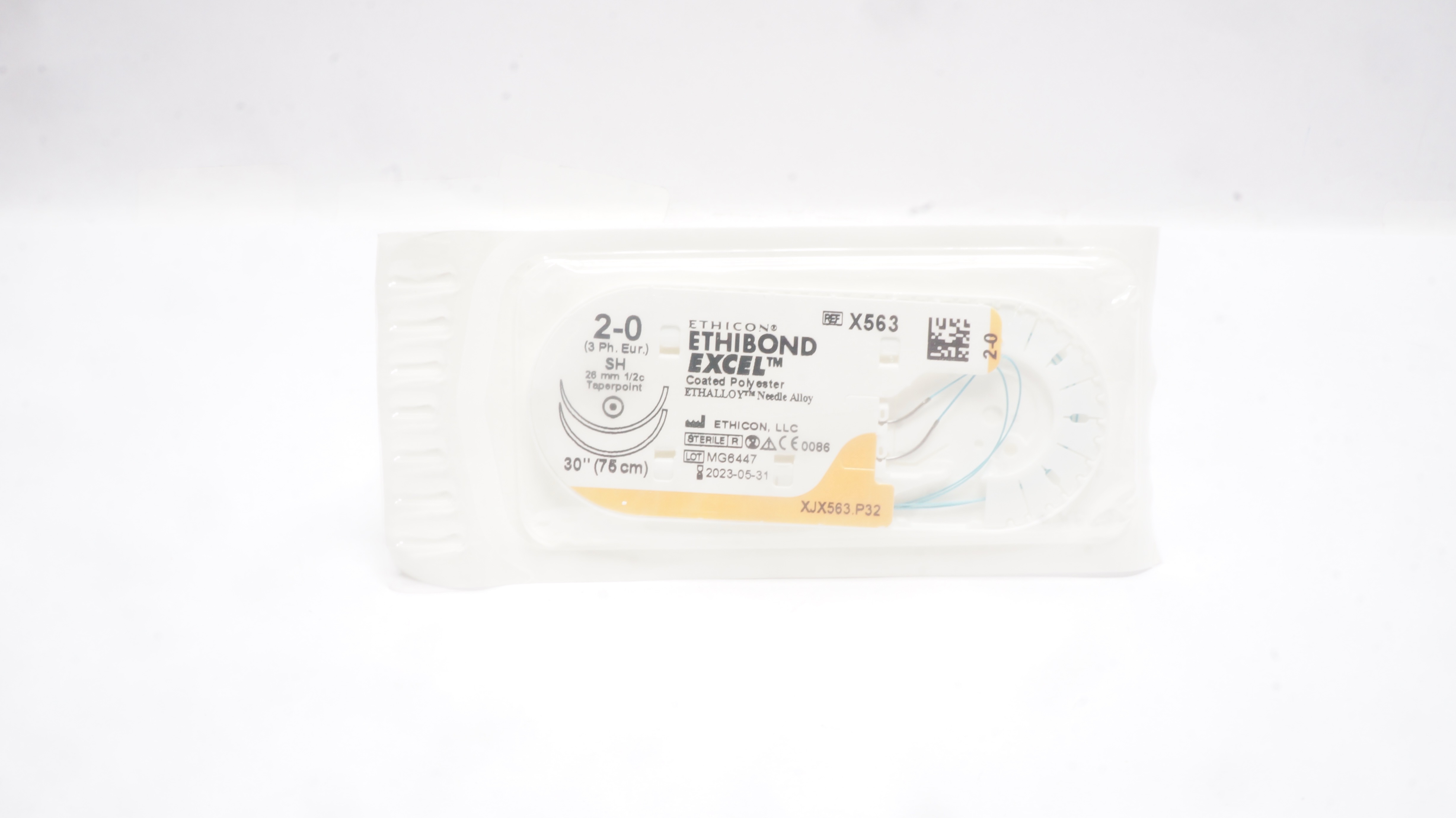 Ethicon X563 2-0 ETHIBOND EXCEL Stre SH 1/2c 26mm Taperpoint, 30inch (x)