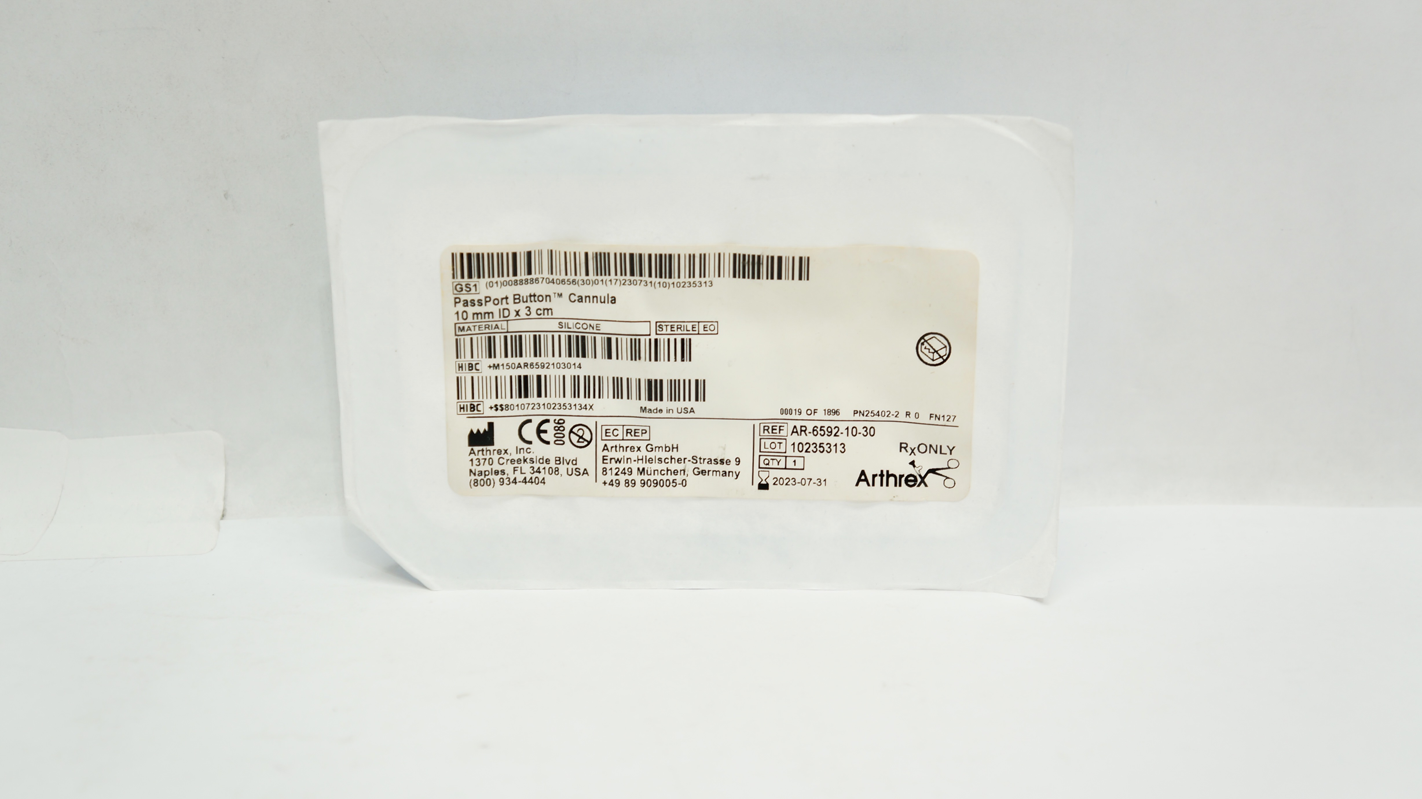 Arthrex AR-6592-10-30 PassPort Button Cannula 10mm ID x 3cm (x)