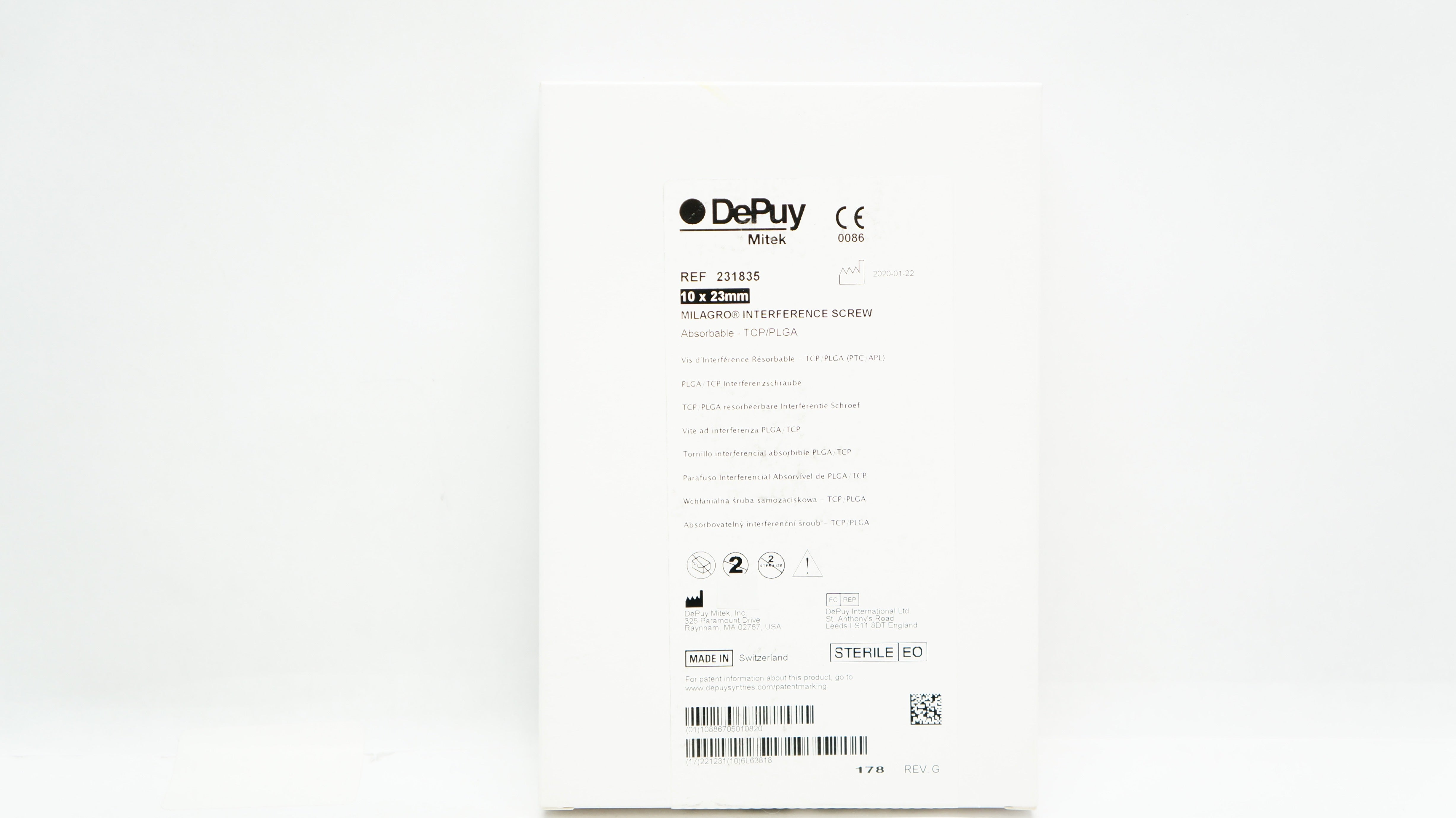 DePuy 231835 Milagro Interference Screw 10 x 23mm (x)