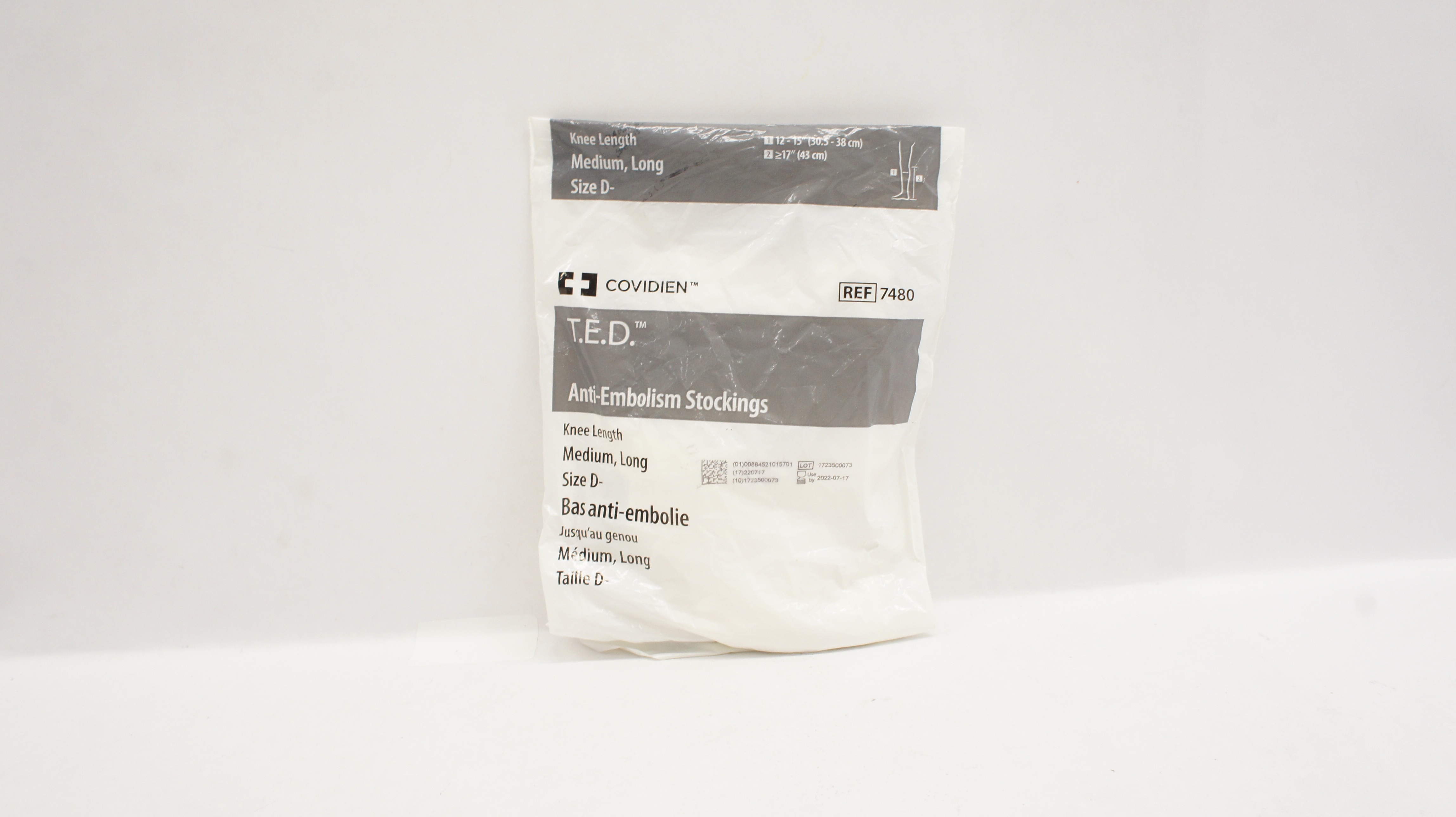 Covidien 7480 T.E.D. Anti-Embolism Stockings Knee Length Medium Long Size D (x)