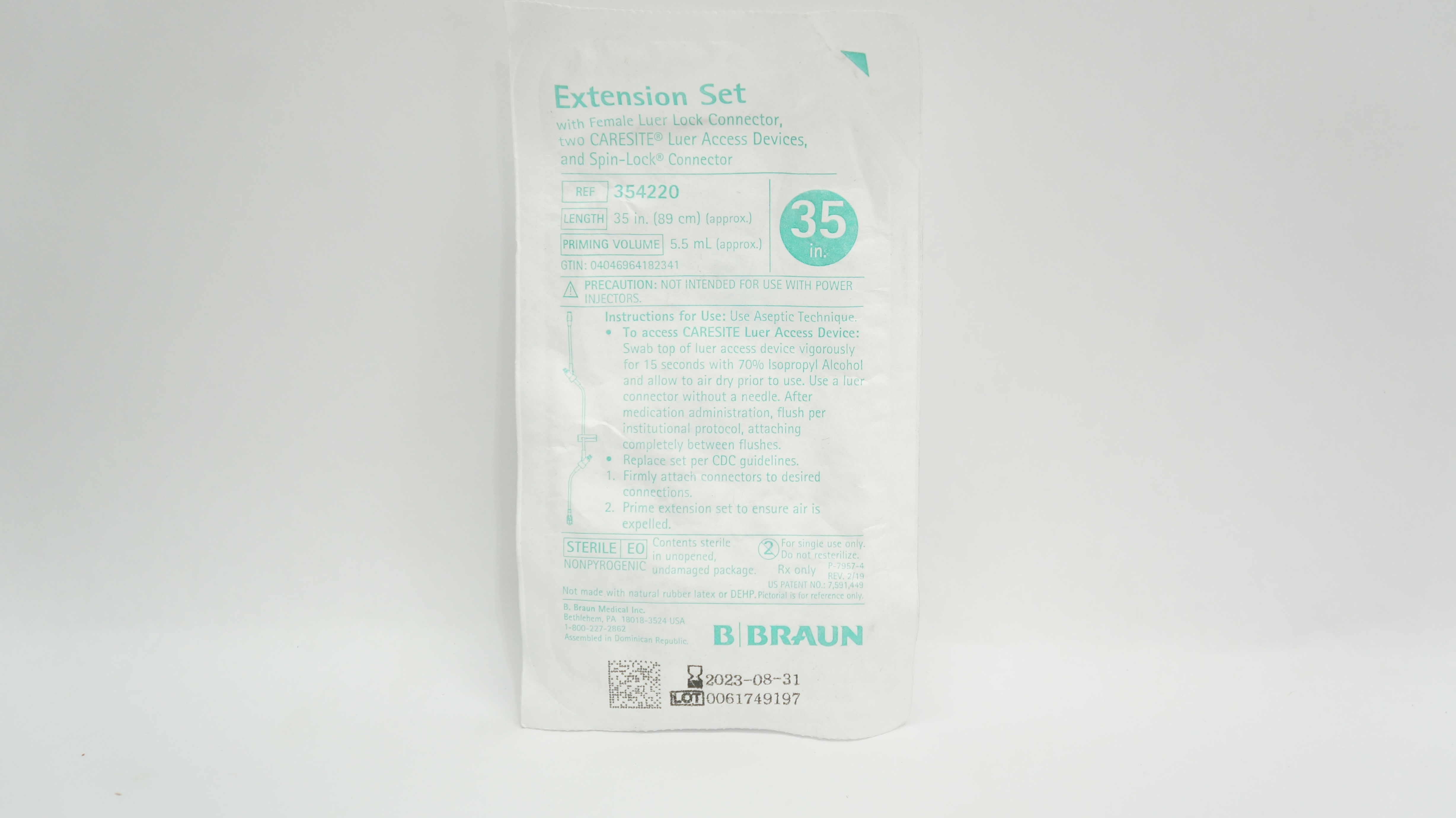 Braun 354220 Extension Set w/Female Luer Lock Connector 35inch x 5.5mL Appx.(x)