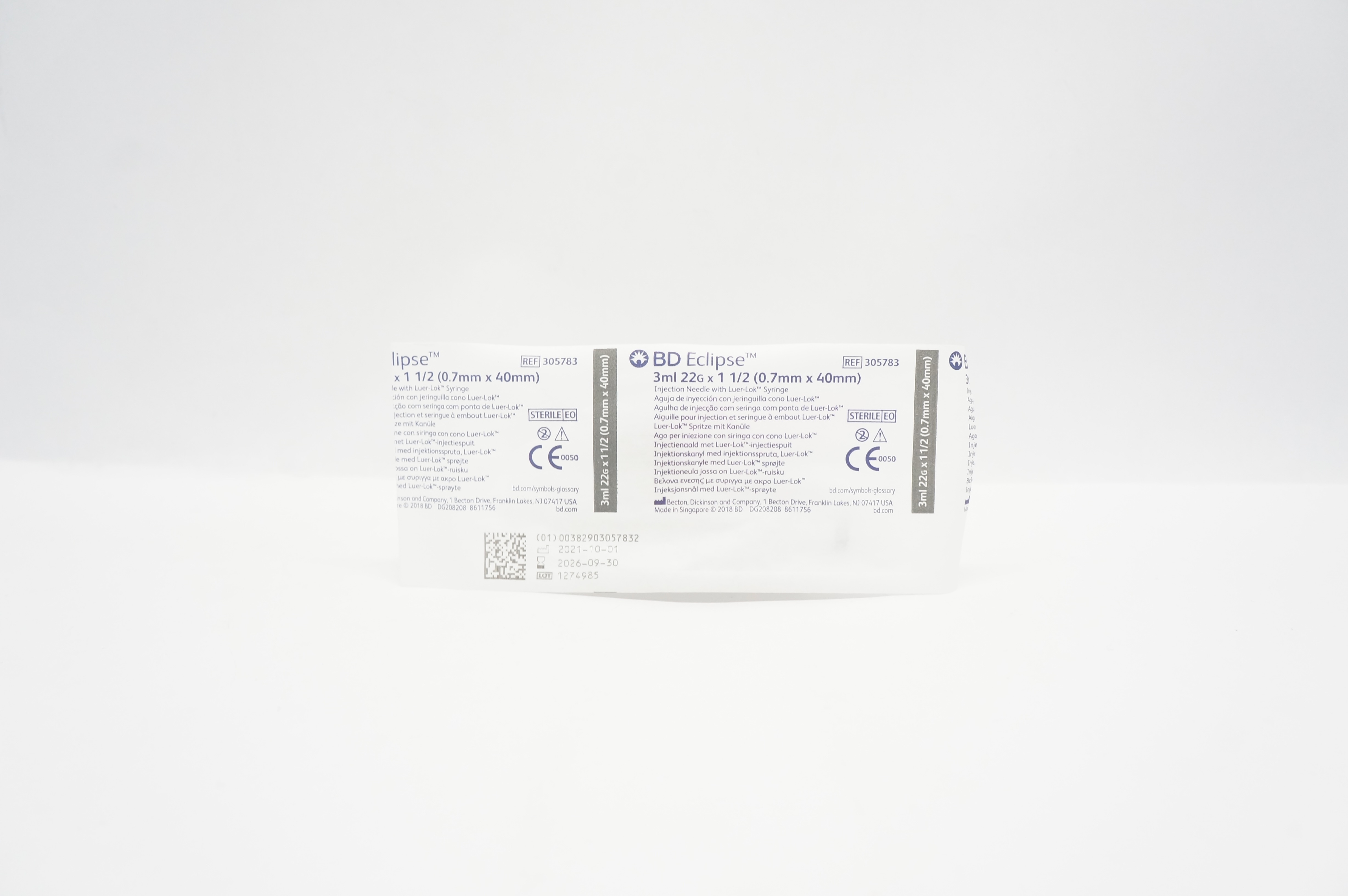BD 305783 Eclipse Injection Ndle with Luer-Lok Syringe 3ml, 22G x 1 1/2inch