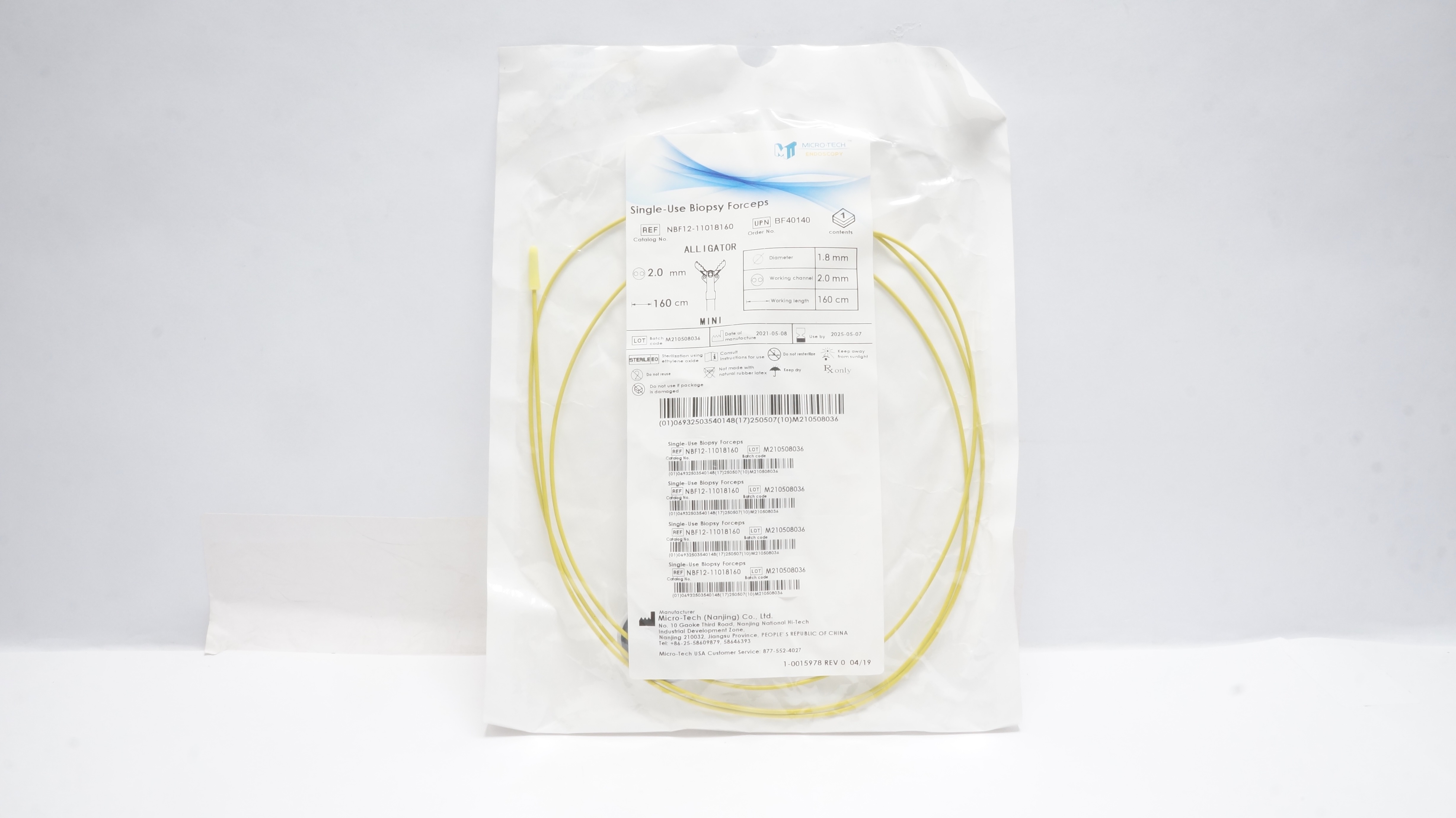 Micro-Tech NBF12-11018160 Single-Use Biopsy Forceps,mini Allicator 2.0x160cm