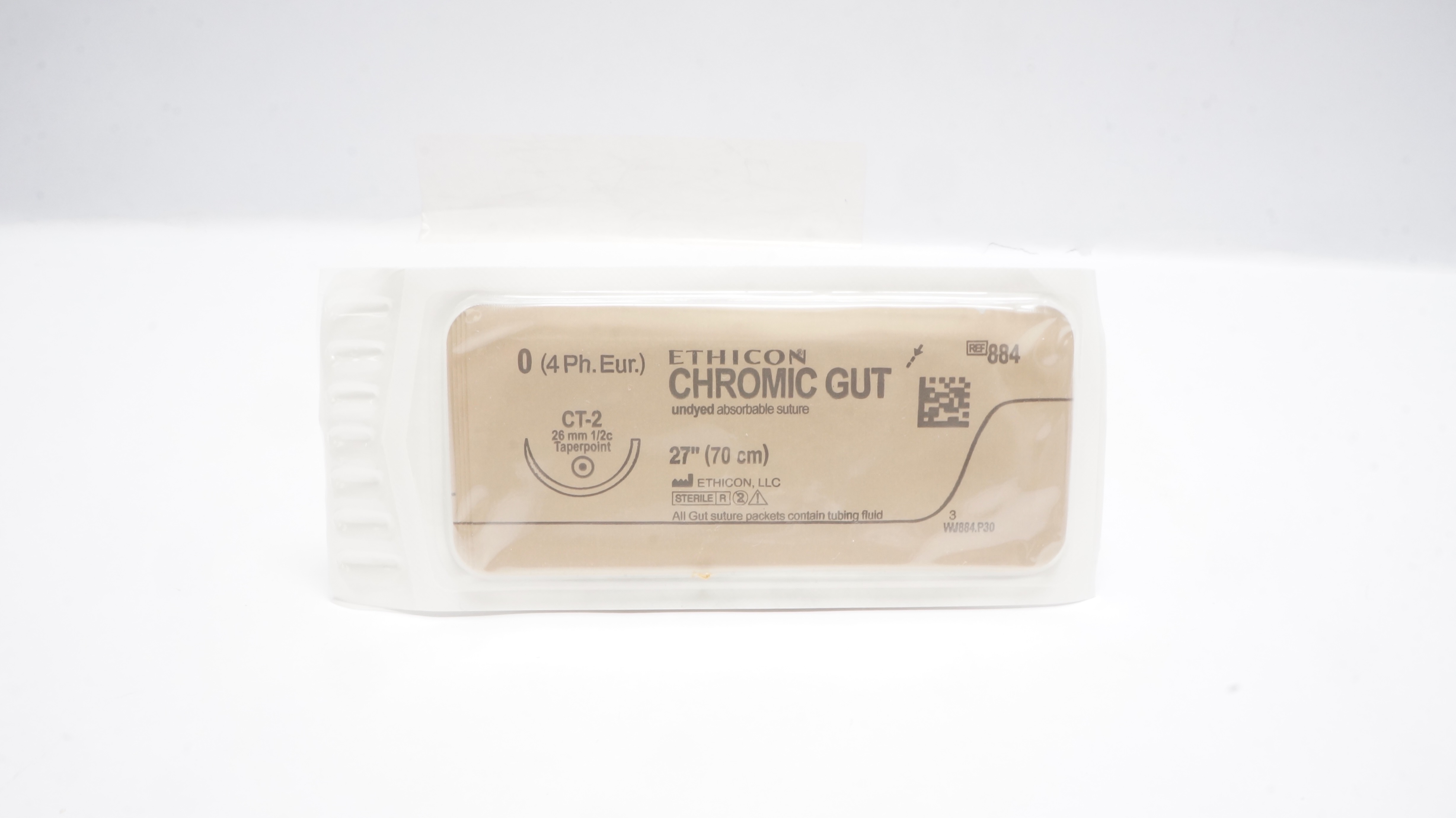 Ethicon 884 0 CHROMIC GUT Undyed Stre CT-2 26mm 1/2c Taperpoint, 27inch (x)