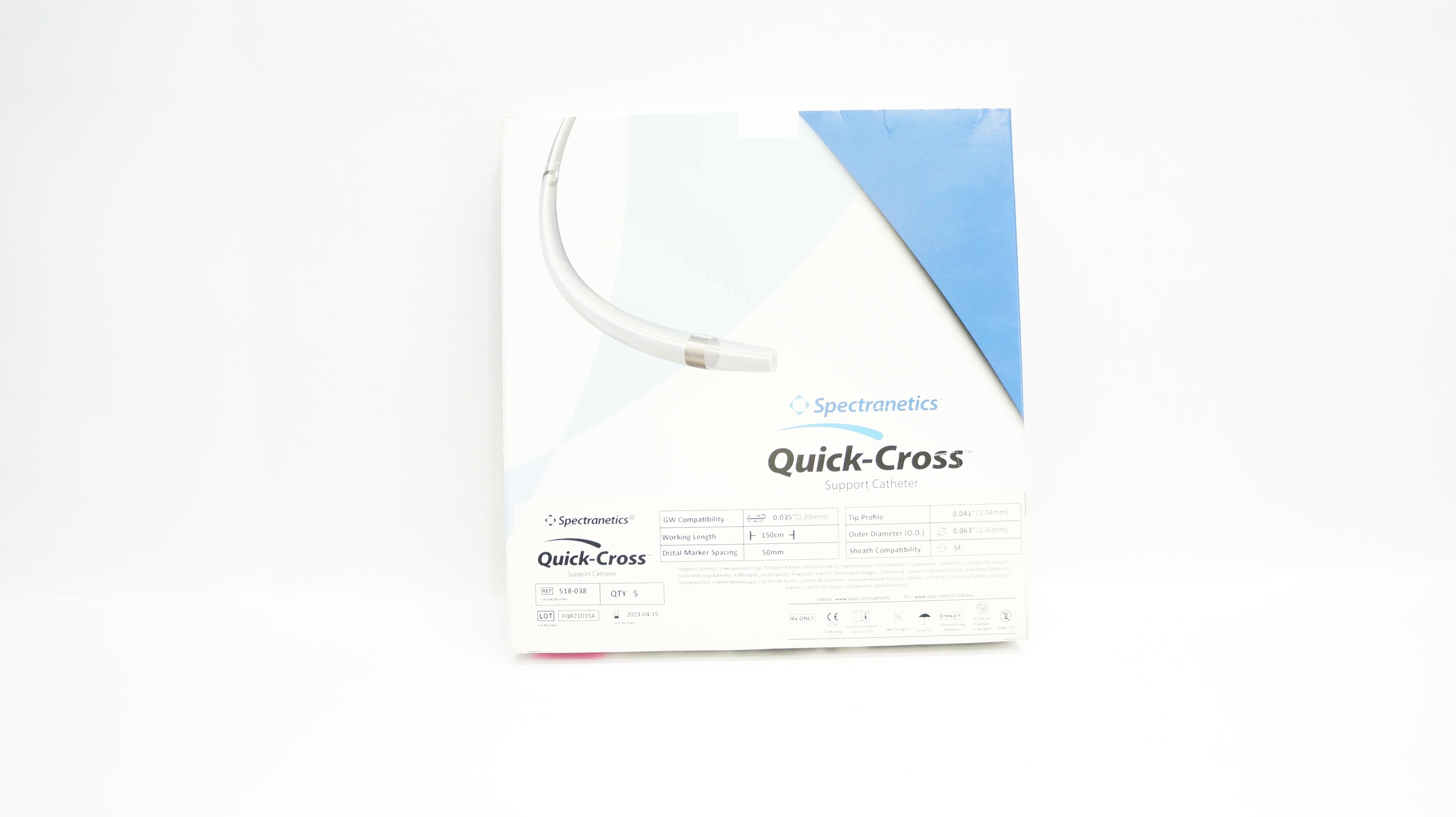 Spectranetics 518-038 Quick-Cross Support Cath. 150cm x 0.035inch (x) - Box of 5