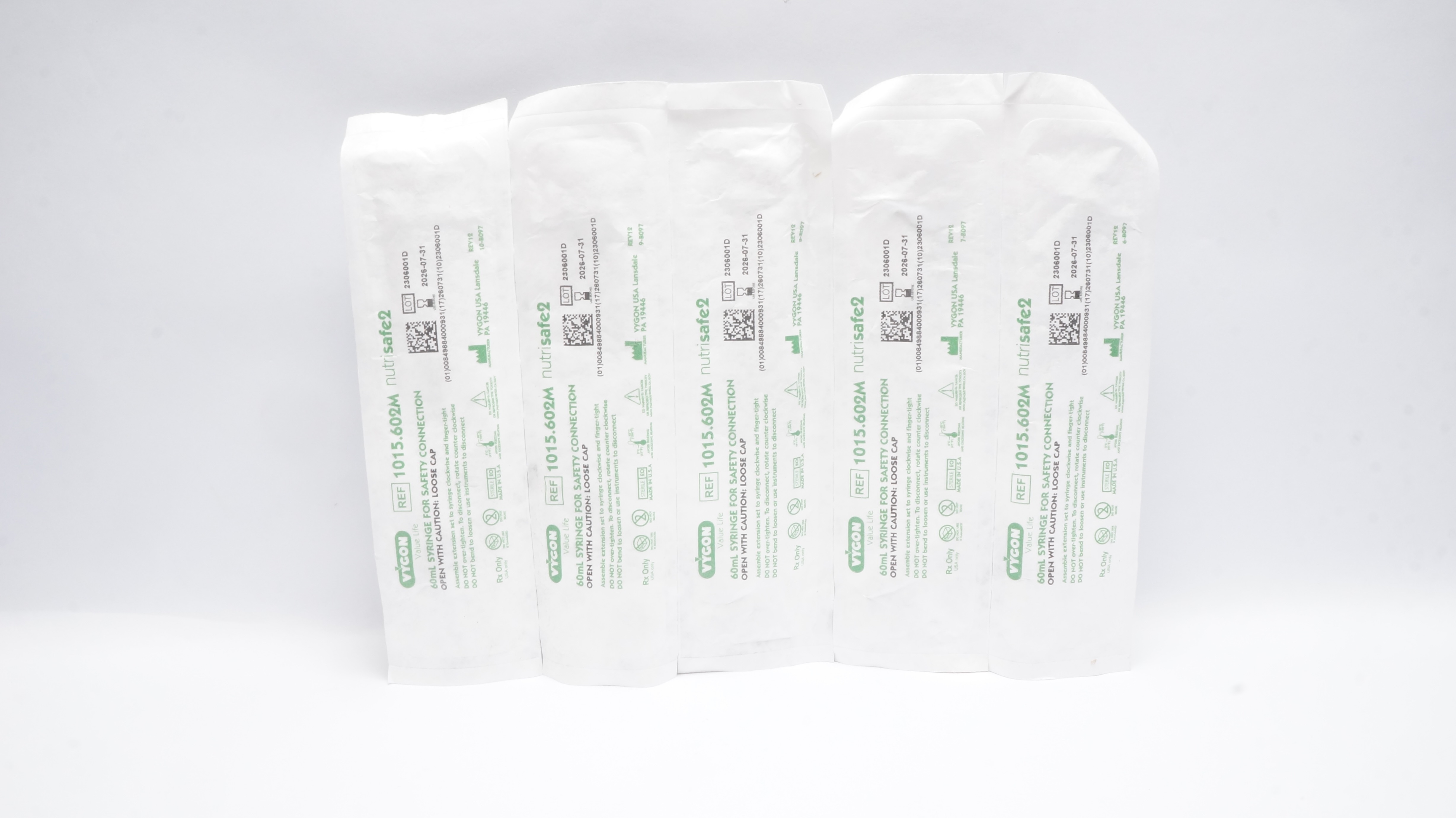 Vygon 1015.602M Nutrisafe2  Syringe For Safety Connection 60mL - Lot of 5