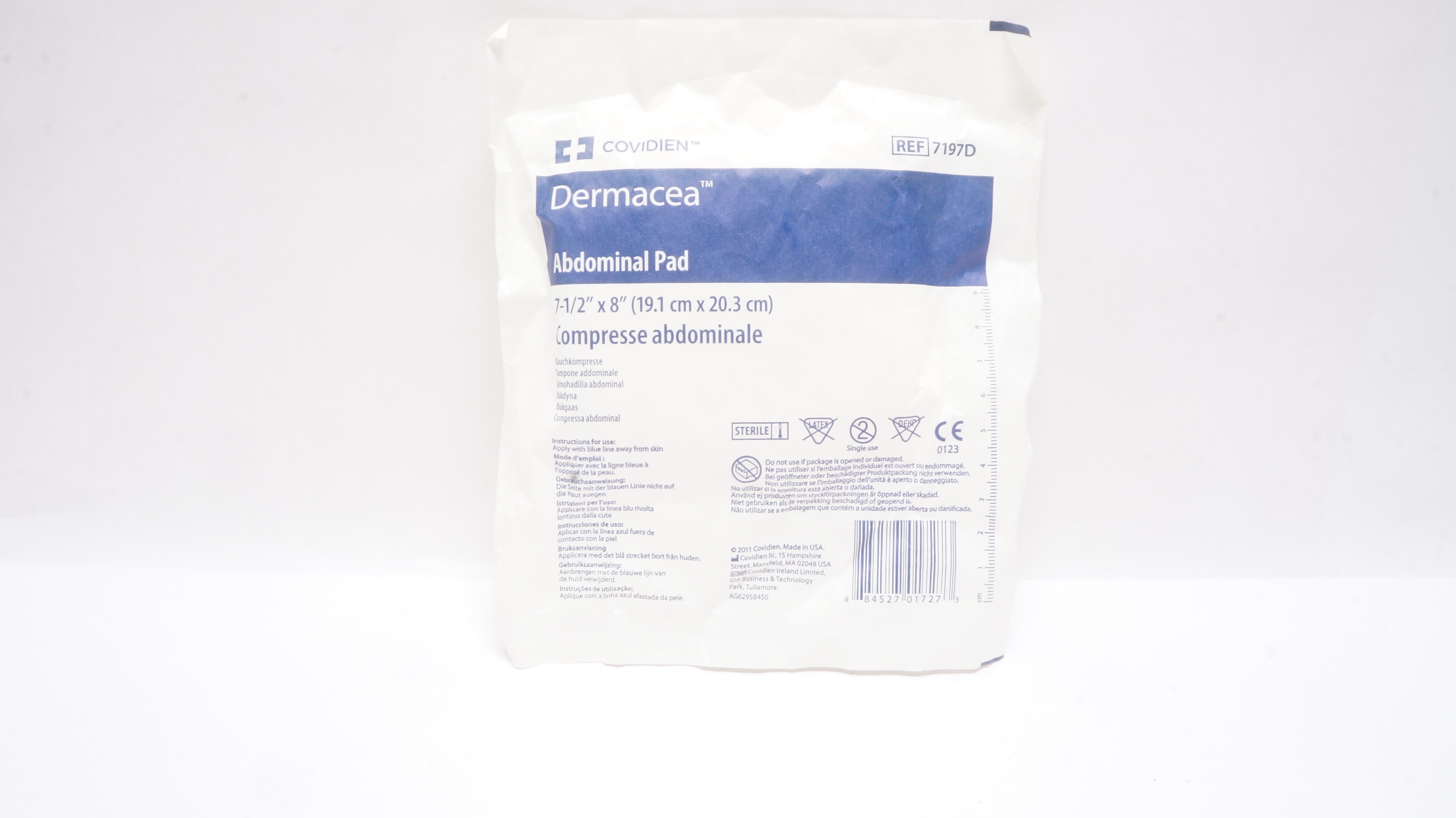 Covidien 7197D Dermacea Abdominal Pad 7-1/2Inch x 8Inch (x)