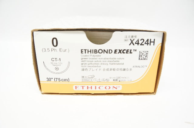 Ethicon X424H 0 ETHIBOND EXCEL, CT-1, 36mm 1/2c Taper, 30inch - Box of 36