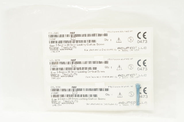 Acumed COL-3200 Congruent Plate System 3.5mm x 20mm Locking Cortical Screw