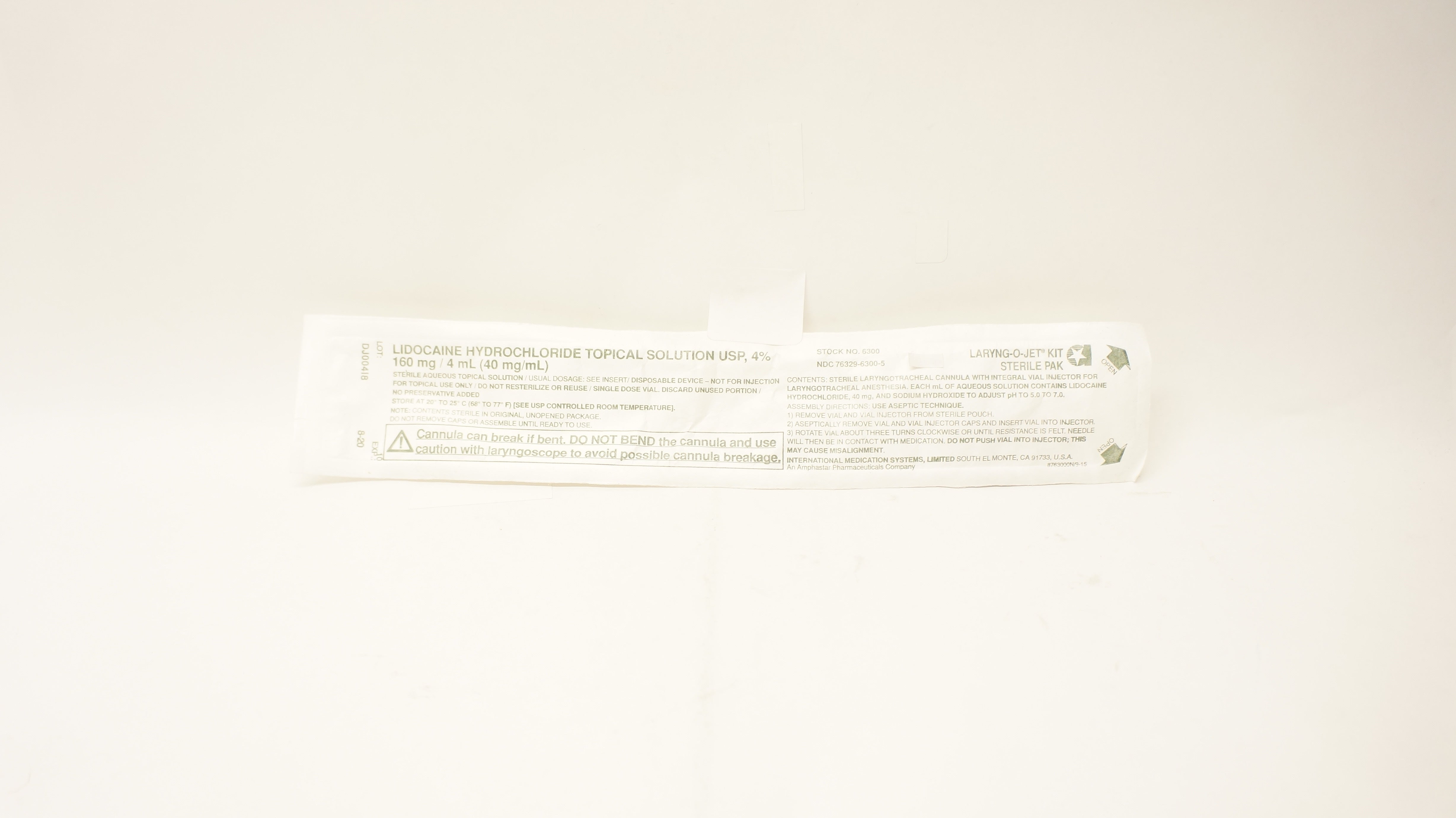 Amphastar NDC 76329-6300-5 LARYNG-O-JET Kit, Sterile Pak