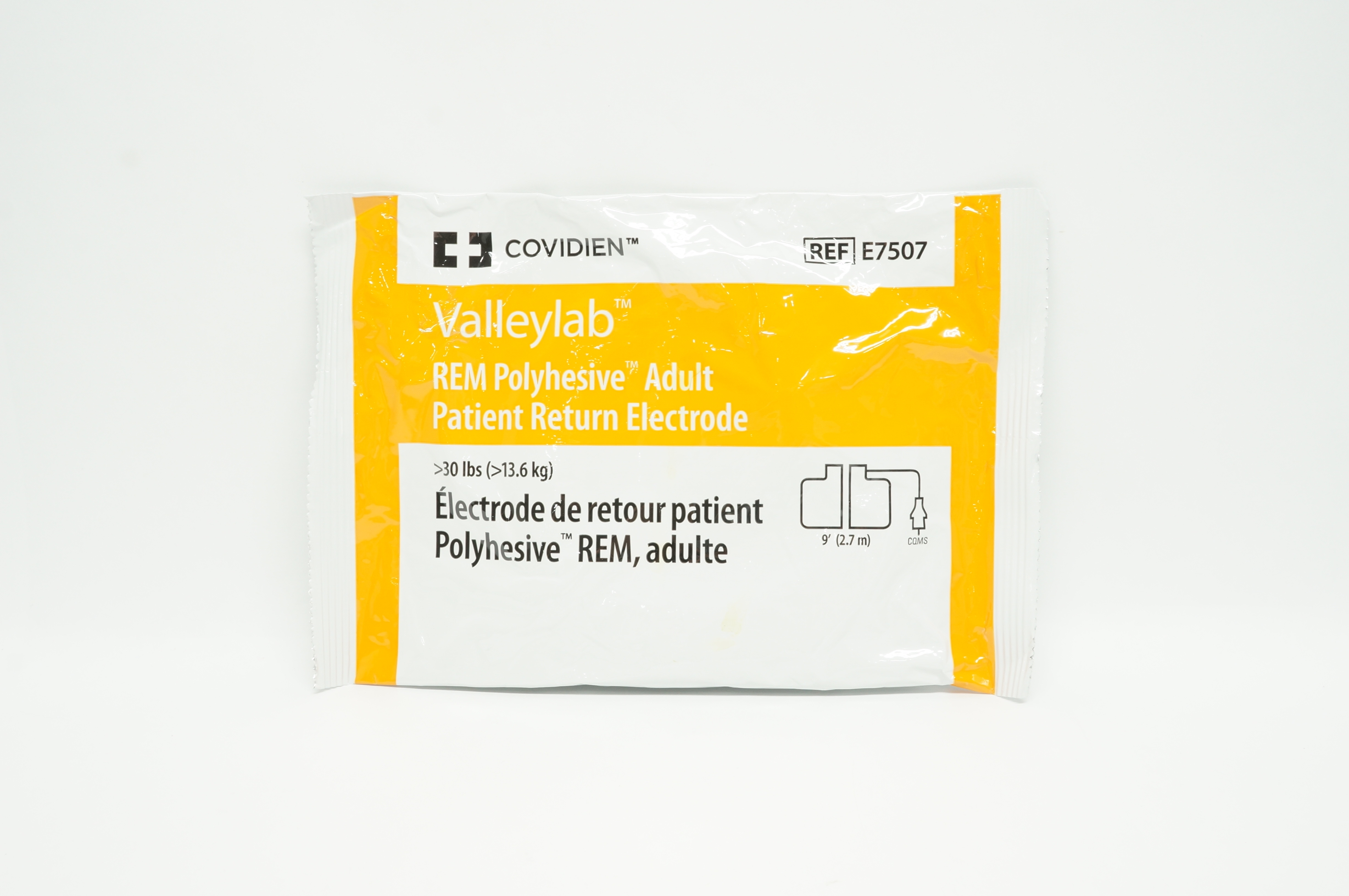 Covidien E7507 Valleylab REM Polyhesive Adult Patient Return Electrode >30lbs