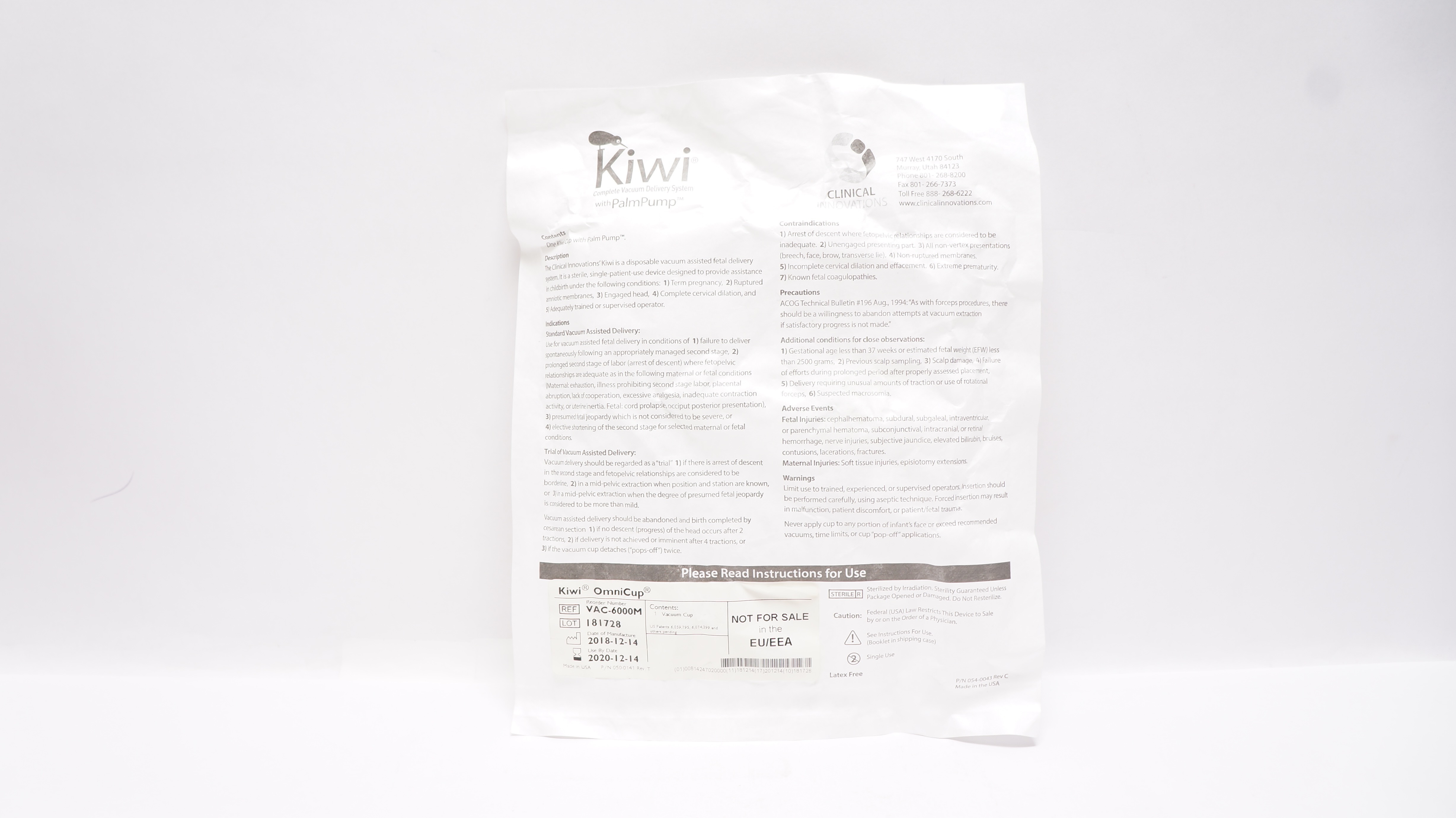 Clinical Innovations VAC-6000M Kiwi OmniCup Complete Vacuum Cup w/PalmPump (x)