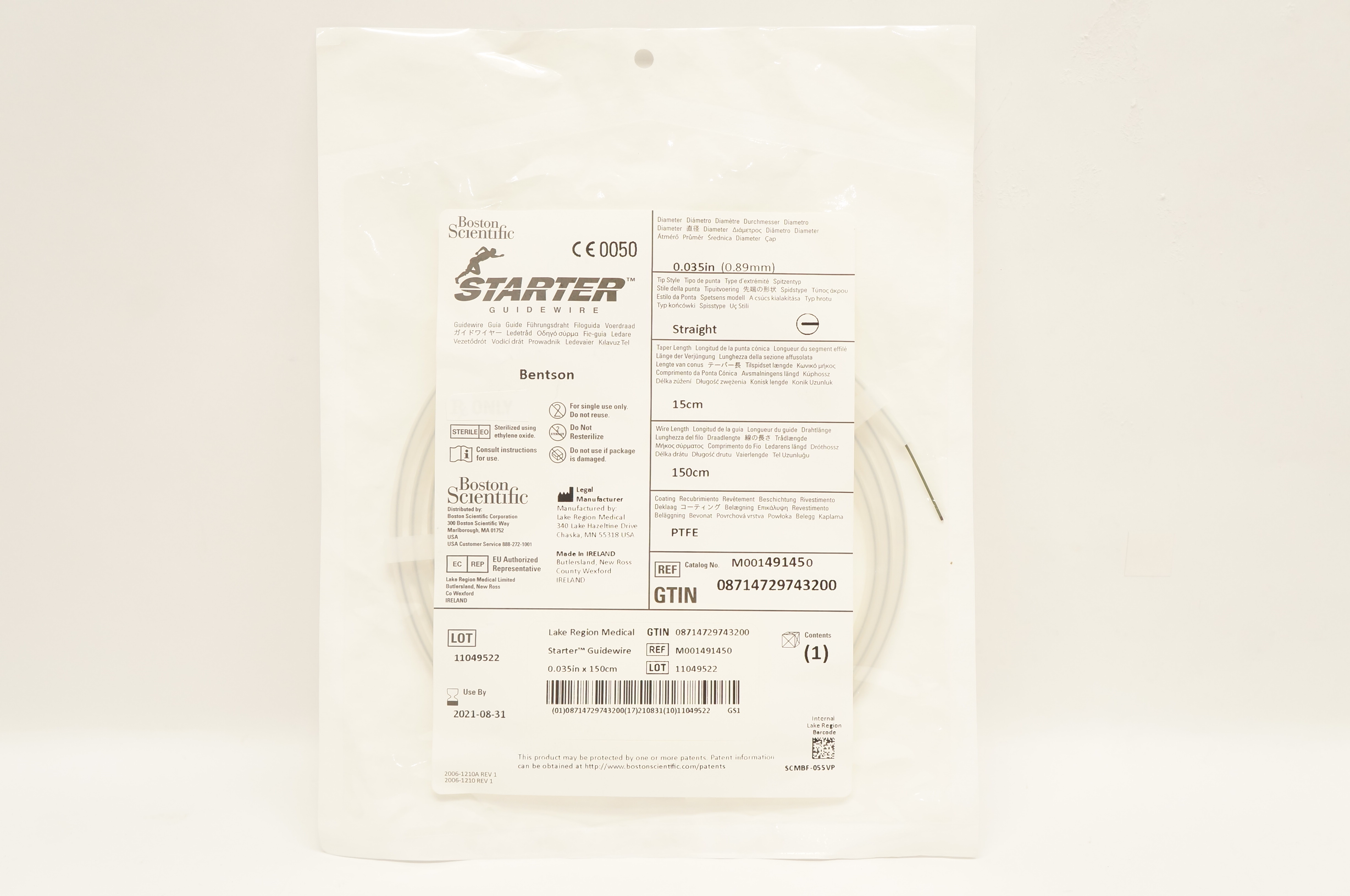 Boston Scientific M001491450 Starter Guidewire 0.035inch x 150cm (x)