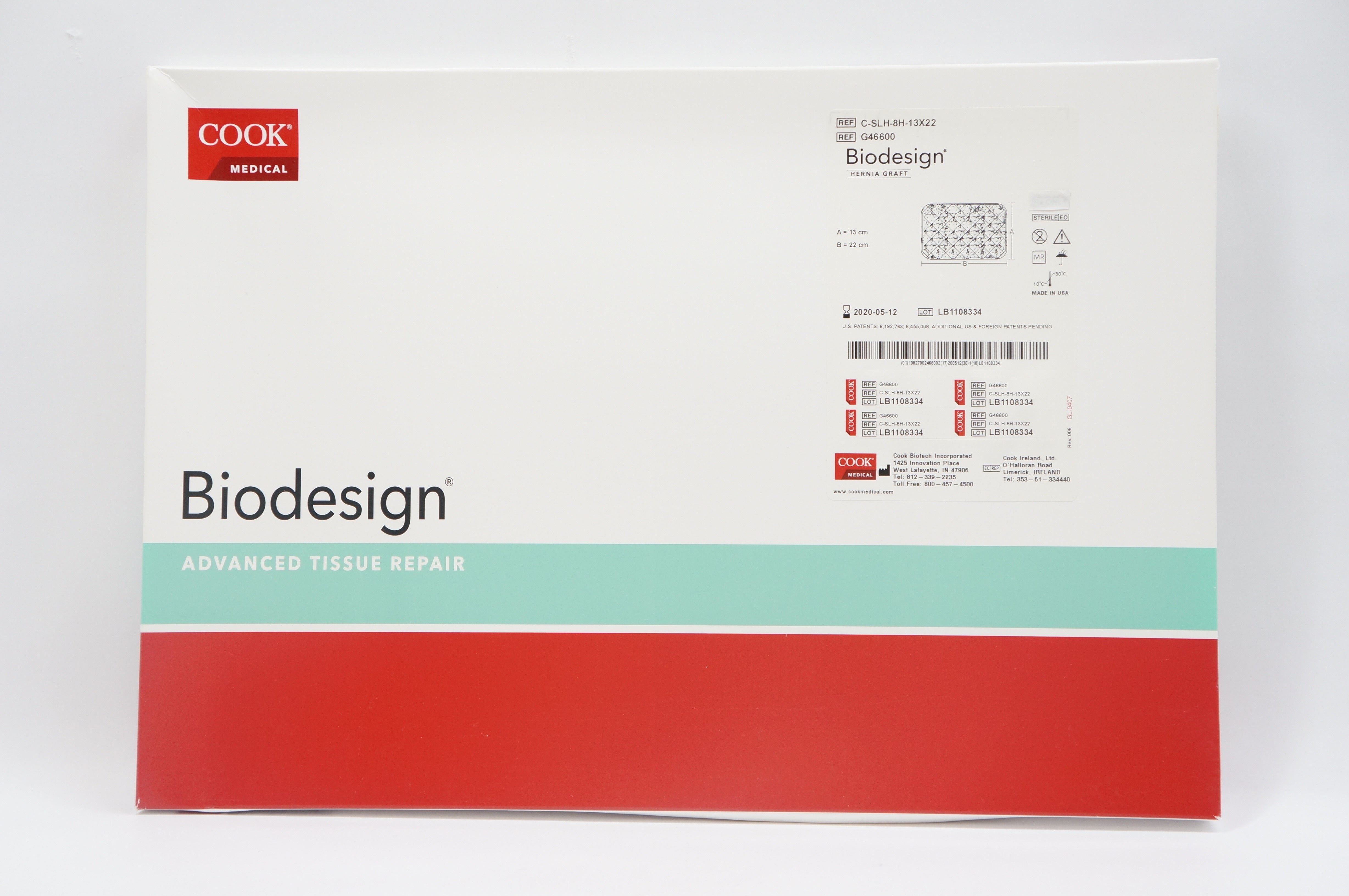 Cook Medical G46600 Biodesign Hernia Graft, 13cm x 22cm (x)