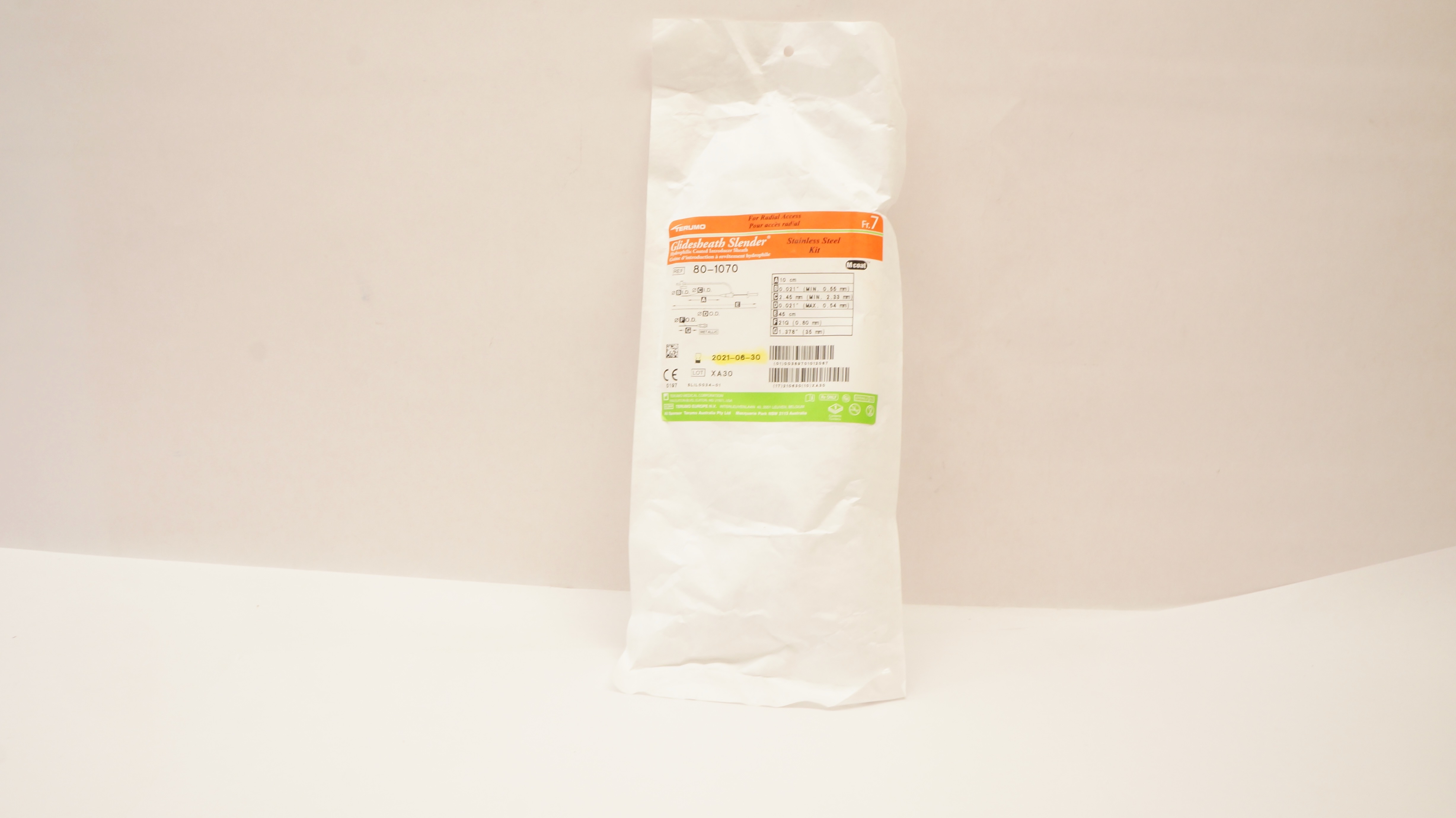 Terumo 80-1070 Glidesheath Slender Hydrophilic Coated Introducer Sheath 45cm (x)