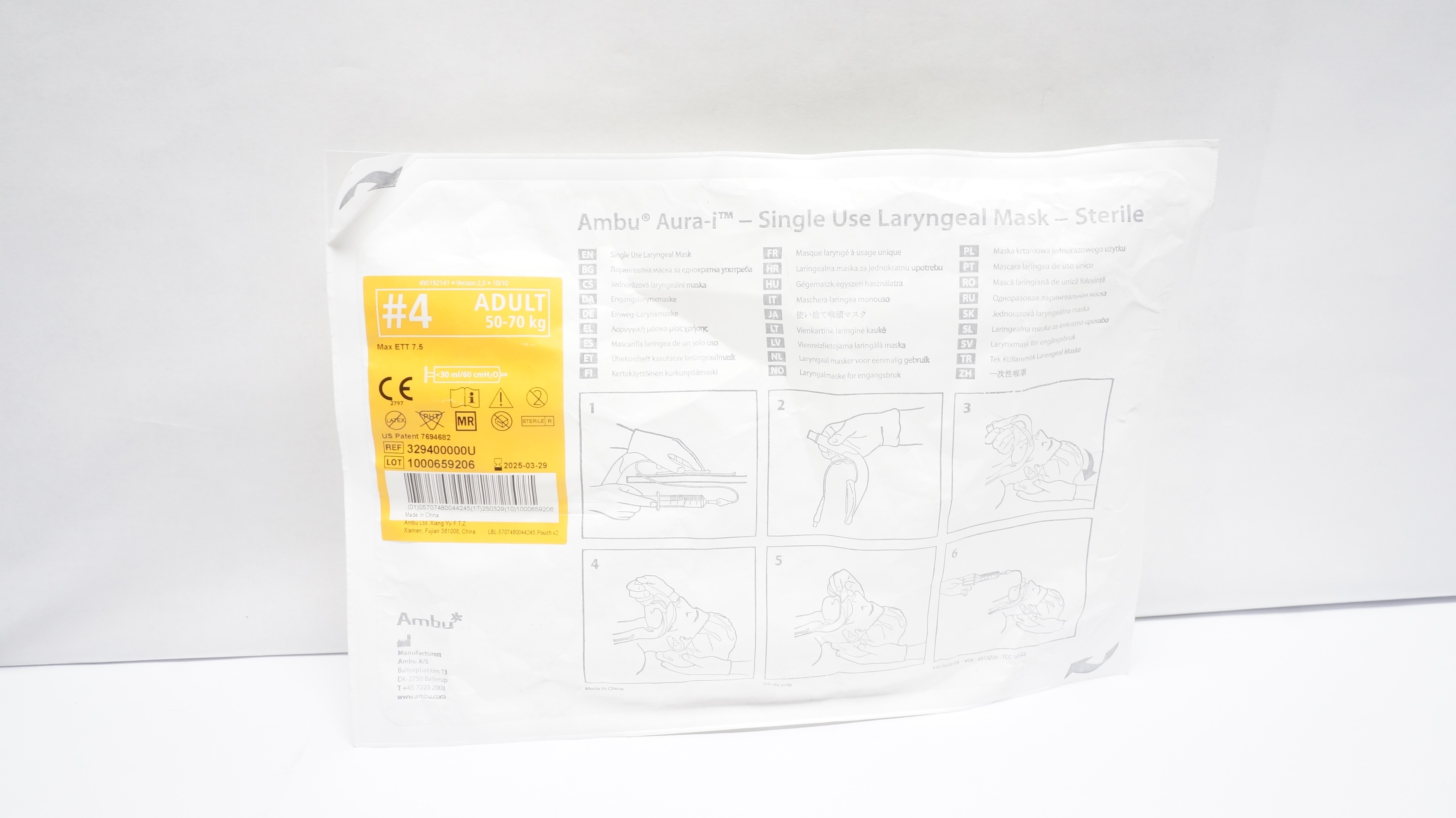 Ambu 329400000U Aura-i Laryngeal Mask - Sterile #4 Adult (x)