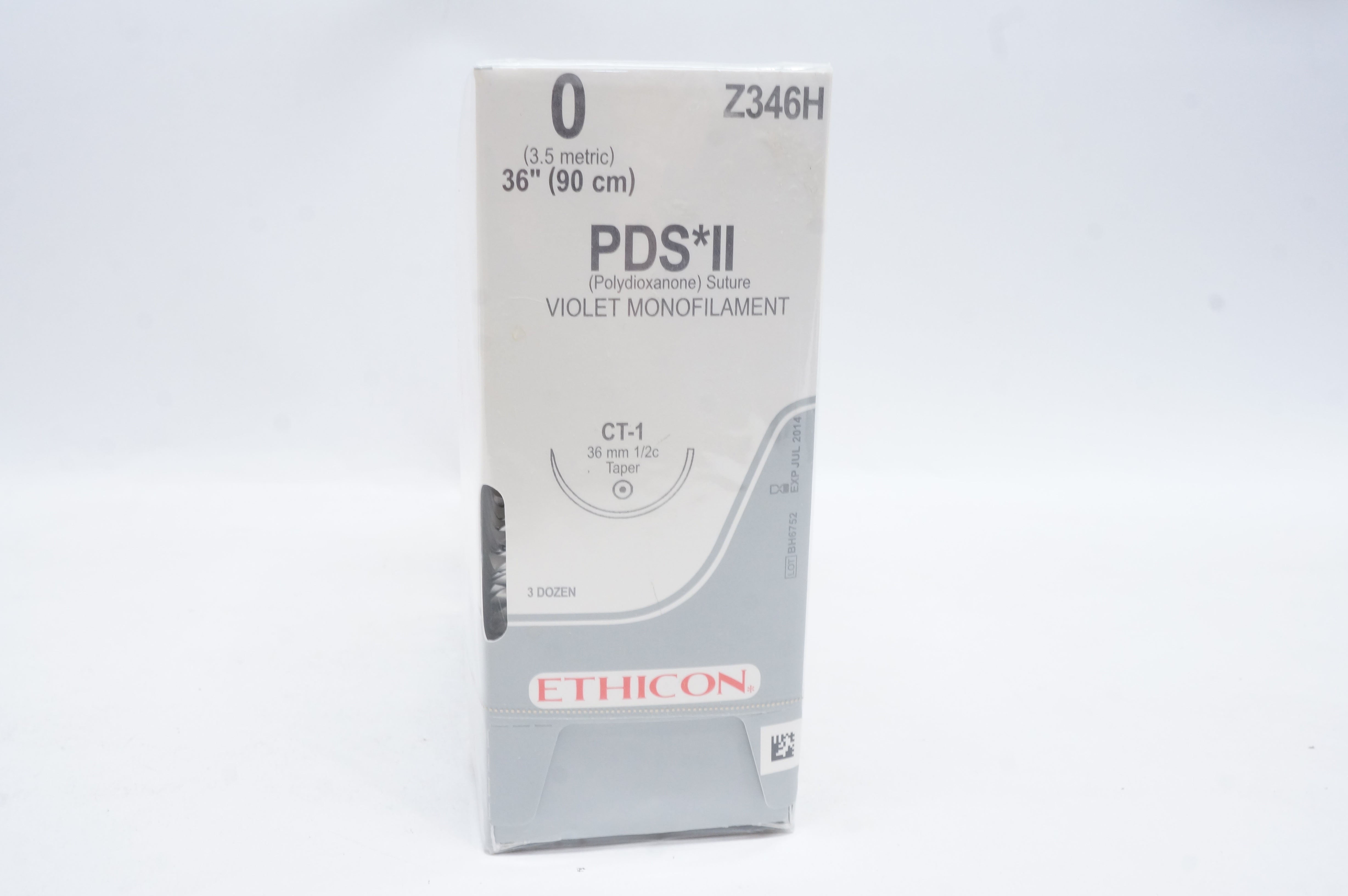 Ethicon Z346H 0 PDS II, CT-1, 36mm 1/2, Violet Monofilament 27inch (x)-Box of 36