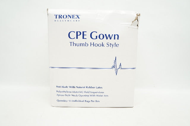 Tronex Healthcare 6011C25 CPE Gown Thumb Hook Style, Unisize Blue - Box of 15
