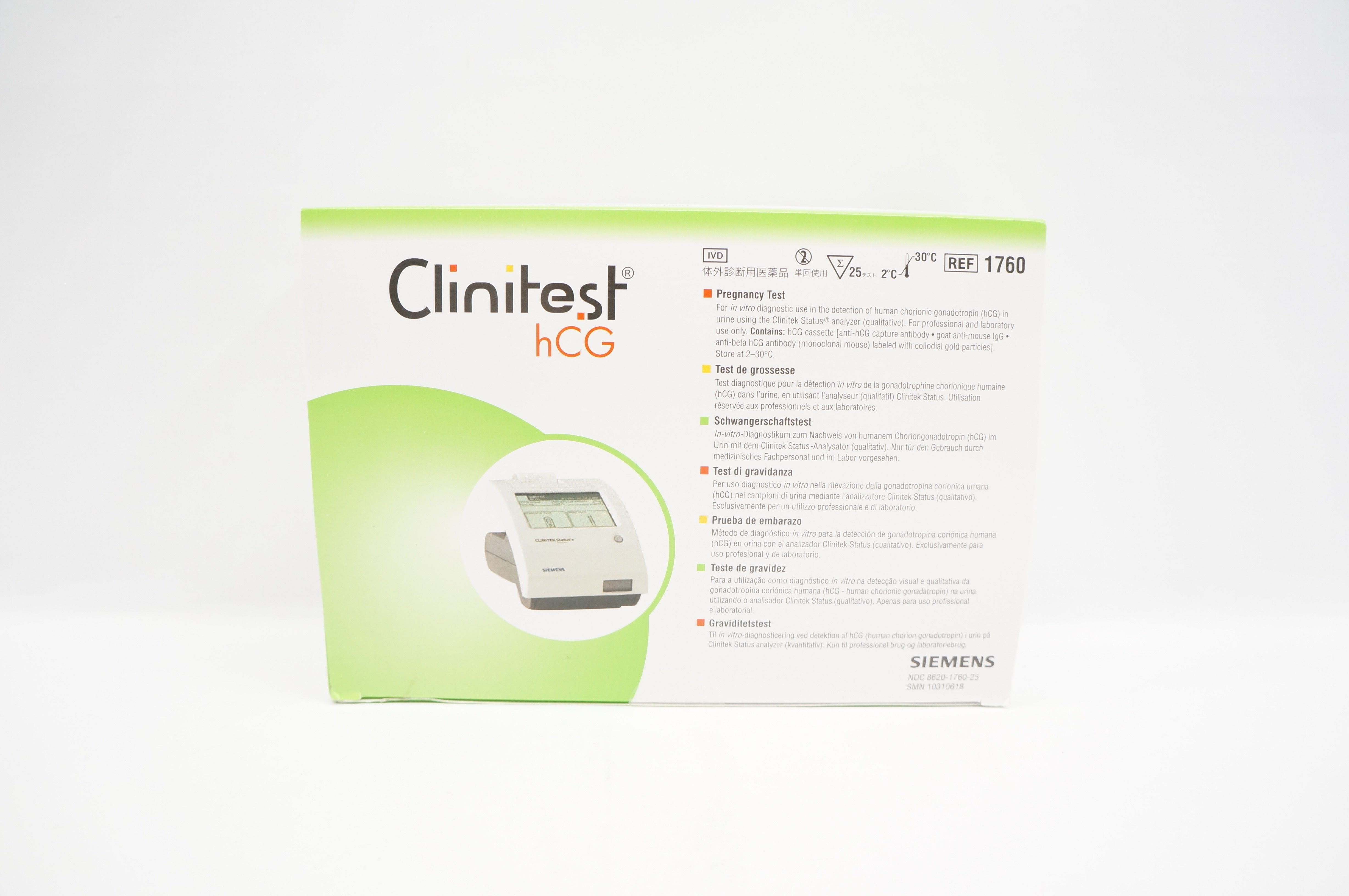 Siemens 1760 Clinitest hCG Pregnancy Test - Box of 25 (x)
