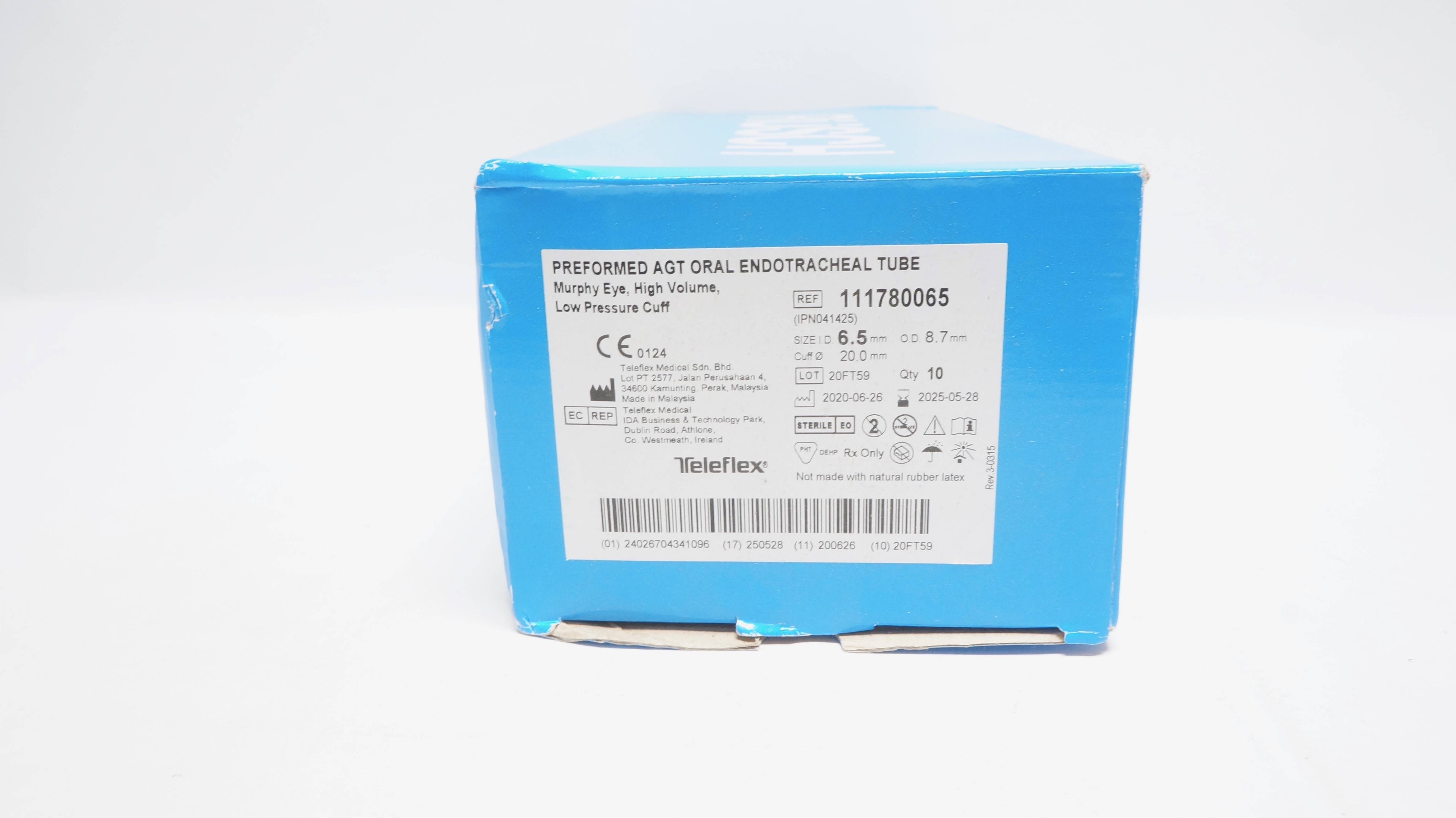 Teleflex 111780065 Preformed AGT Oral Endotracheal Tube 6.5 - Box of 10 (x)