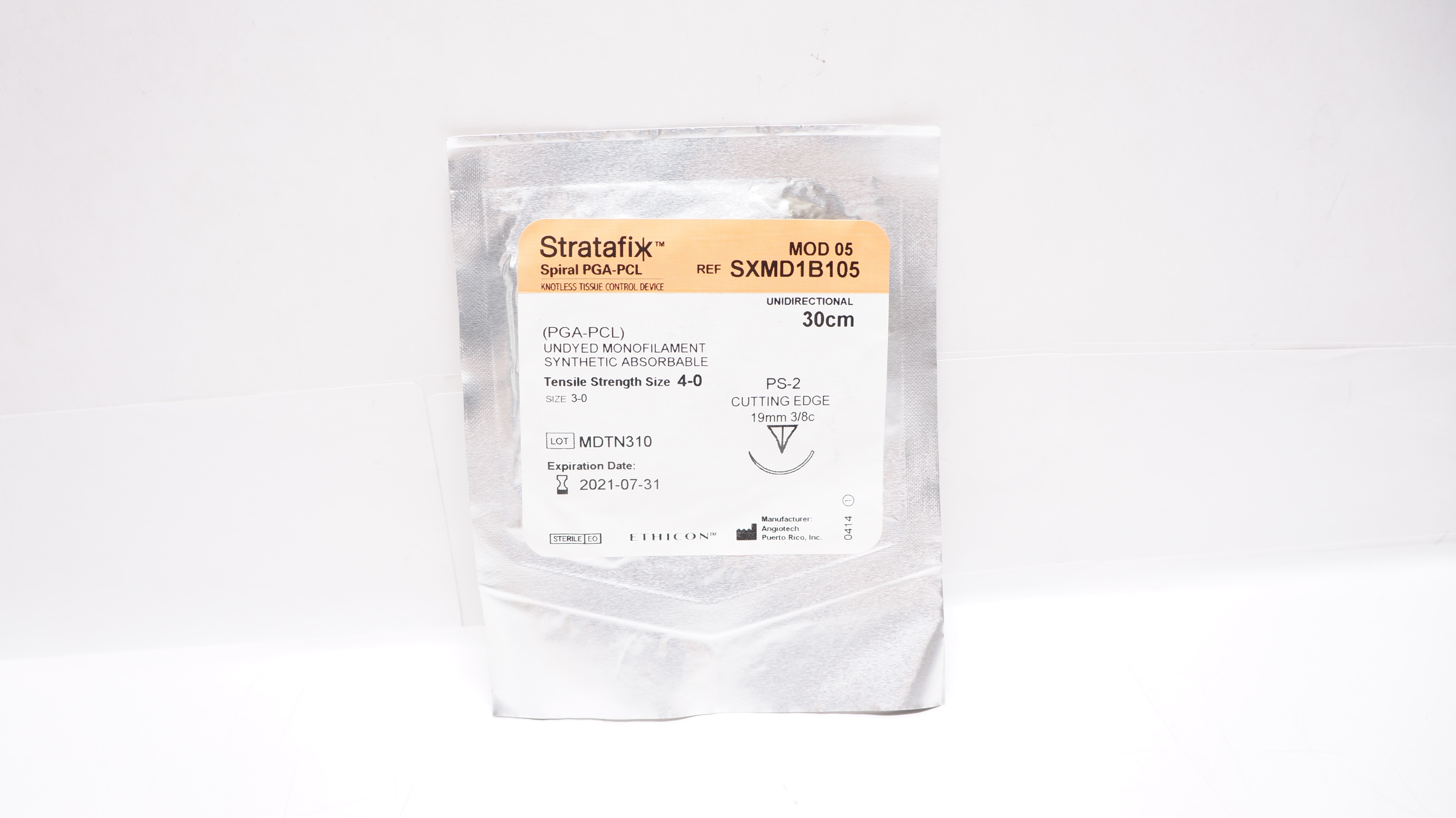 Ethicon SXMD1B105 4-0 Stratafix Monofilament PS-2 19mm 3/8c Cutting Edge 30cm(x)