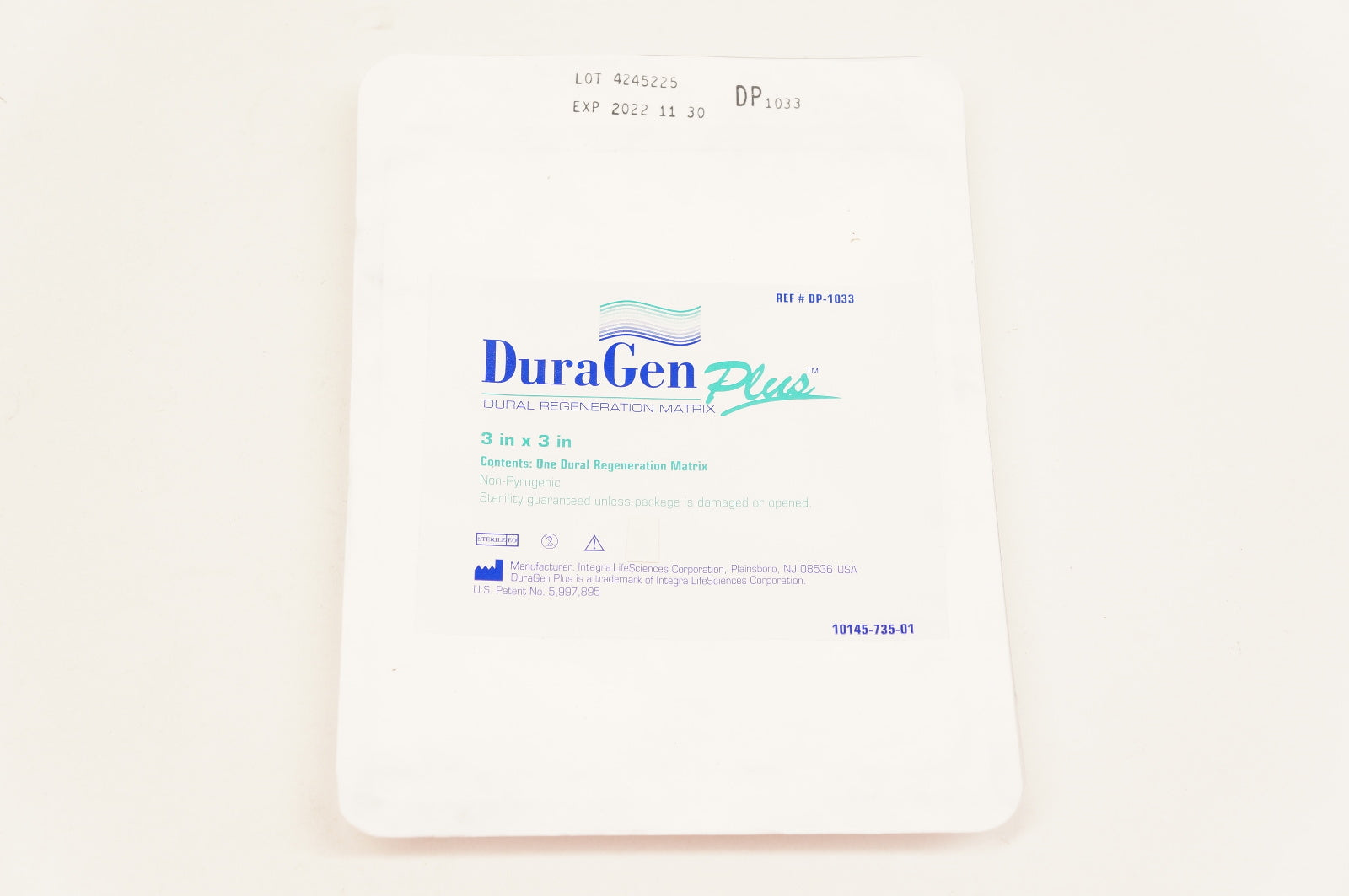 DuraGen Plus DP-1033 Dressing Matrix Collagen 3 x 3inch