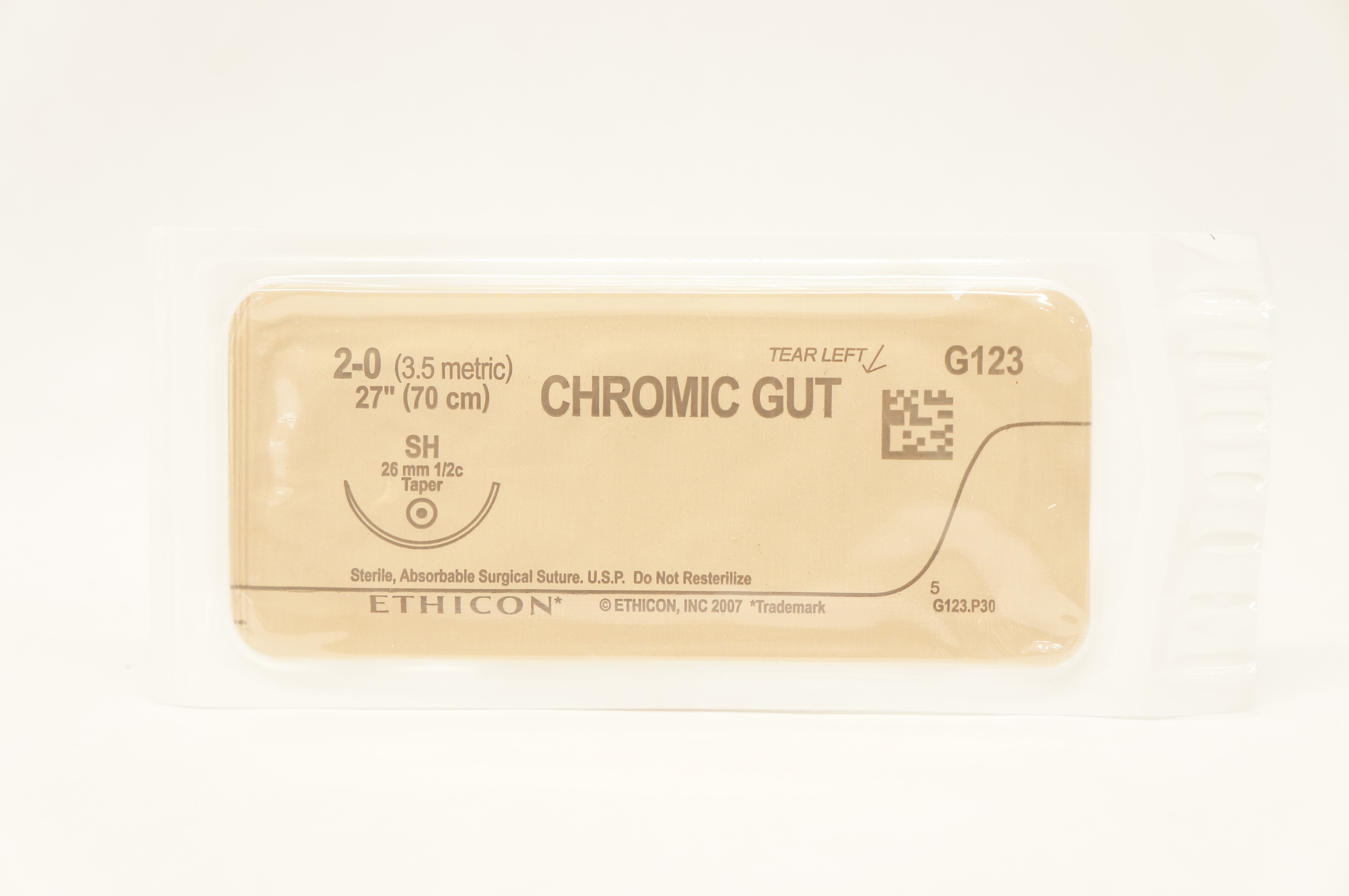 Ethicon G123 2-0 Chromic Gut Surgical Stre SH 26mm 1/2c Taper, 27inch