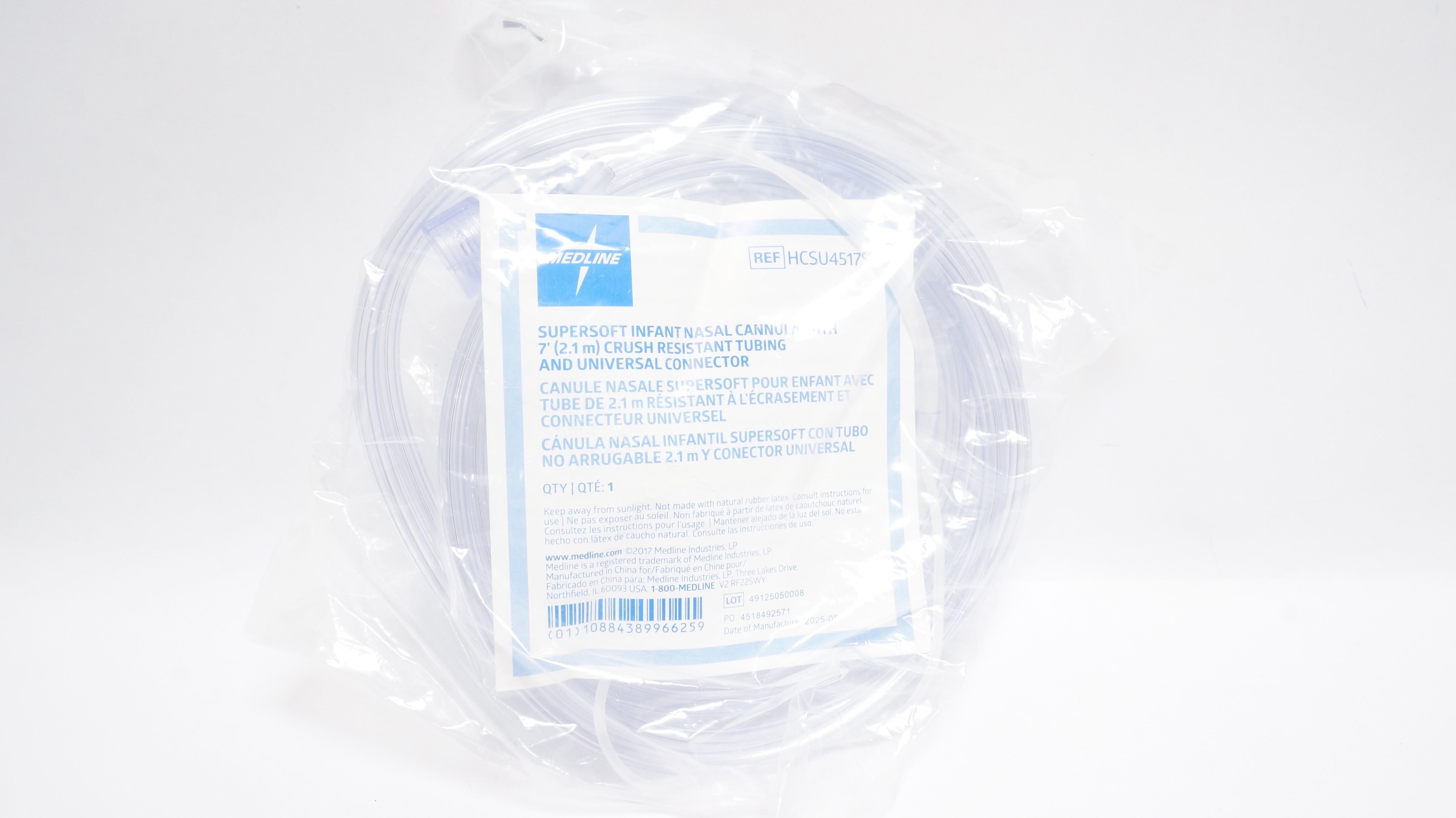 Medline HCSU4517S HCSU4517S SuperSoft Infant Nasal Cannula w/ 7ft Tubing