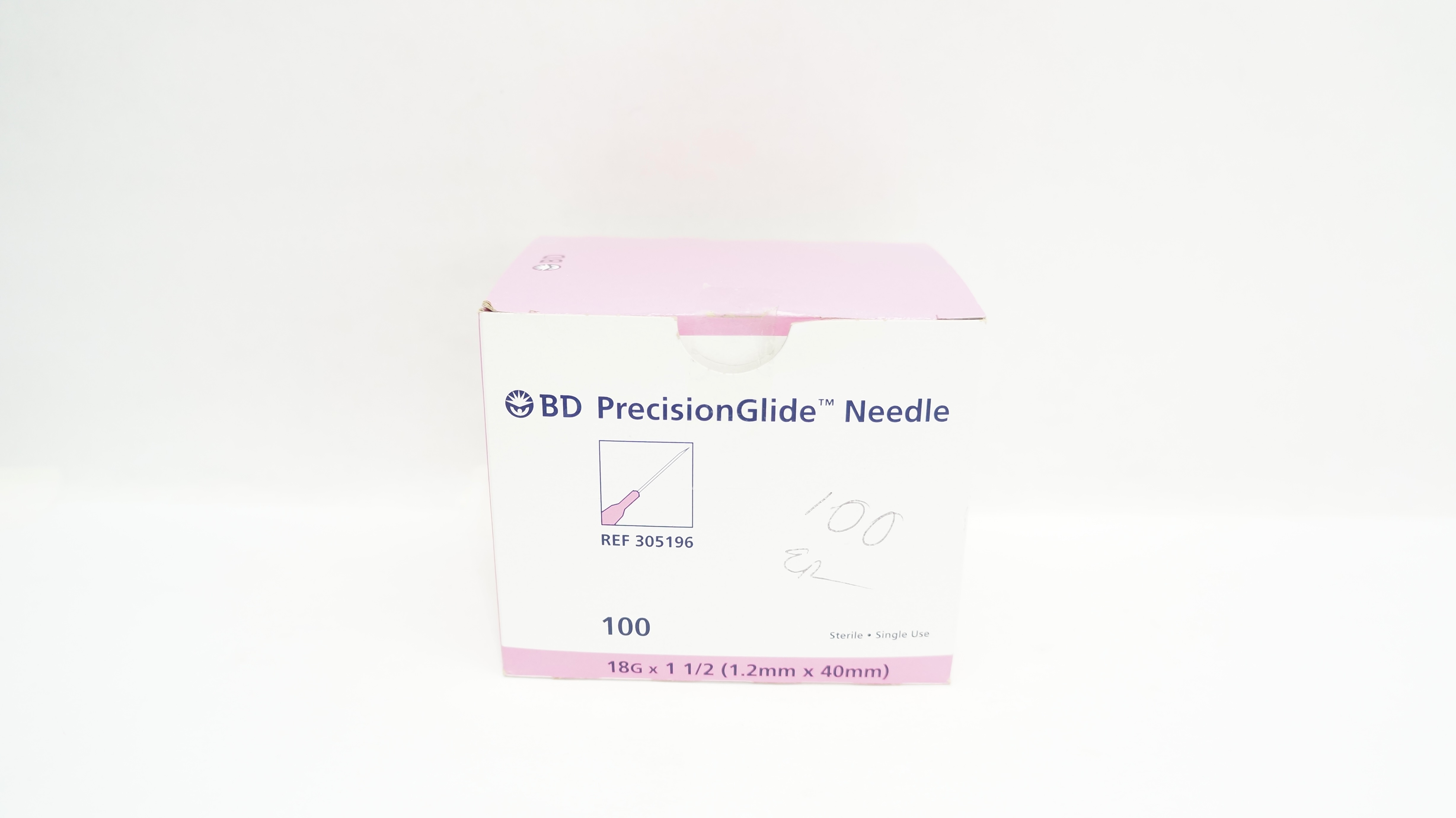 BD 305196 PrecisionGlide Ndle 18G x 1-1/2 inch (x) - Box of 100