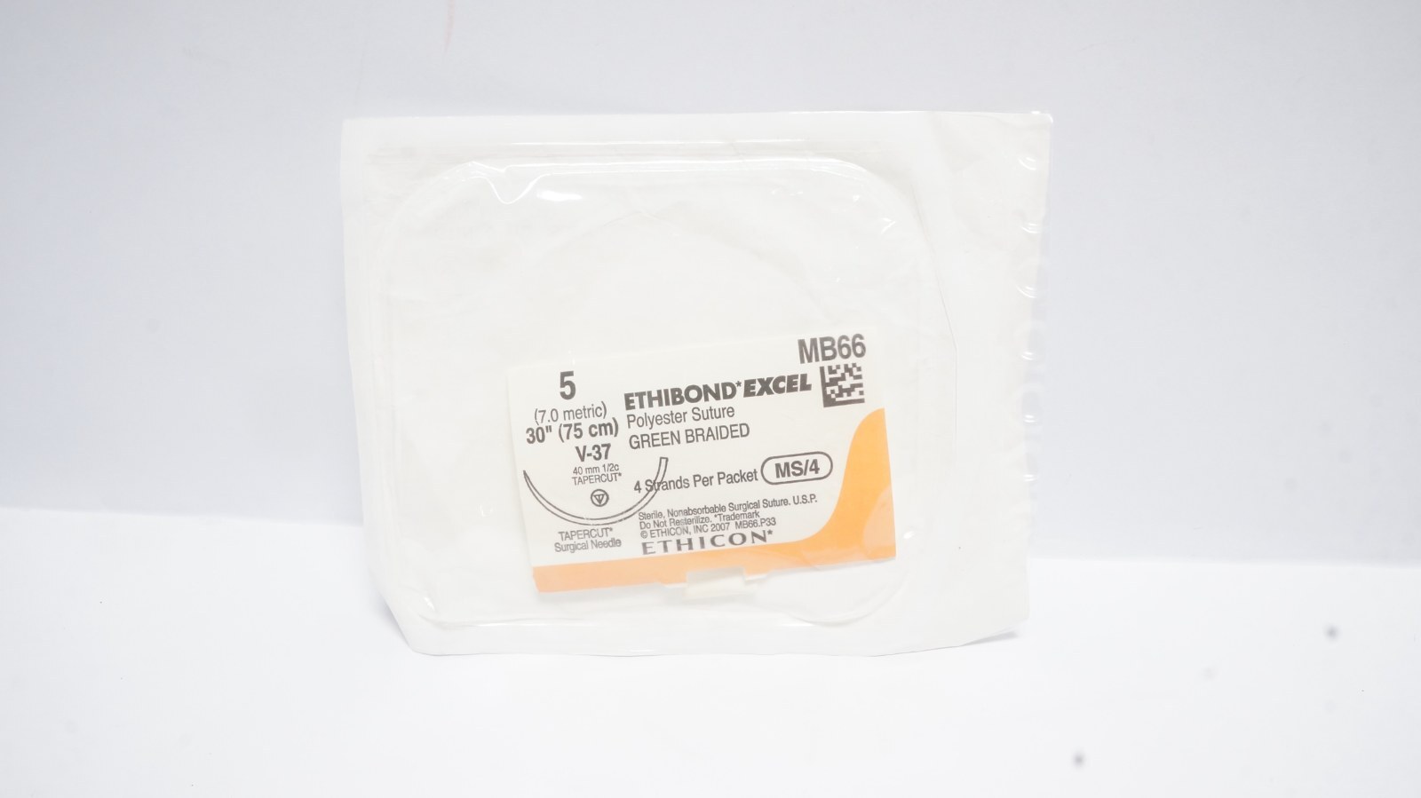 ETHICON MB66 ETHIBOND EXCEL Suture Size 5 Green 30" V-37