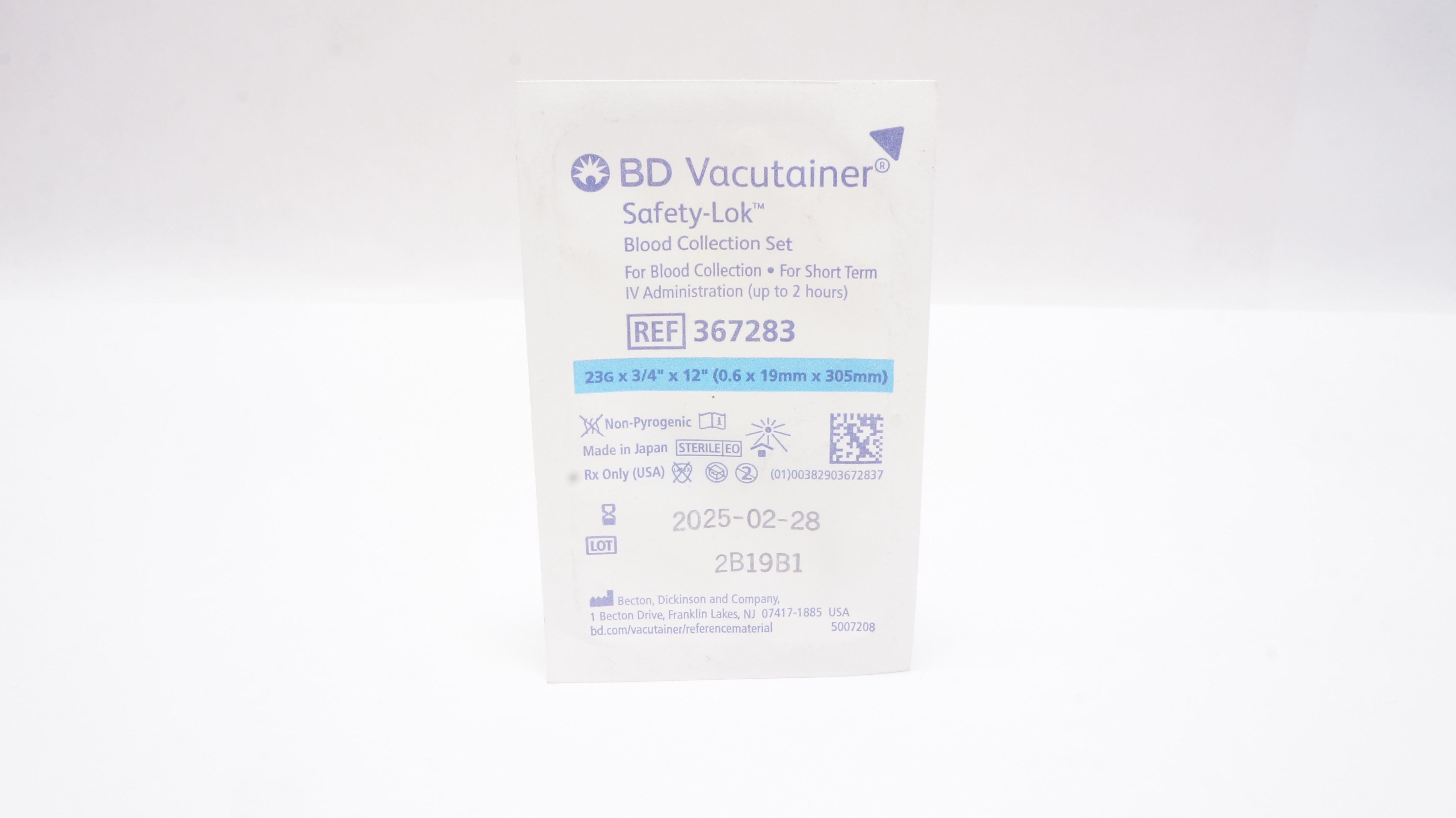 BD 367283 Vacutainer Safety-Lok Blood Collection Set 23G x 3/4inch x 12inch
