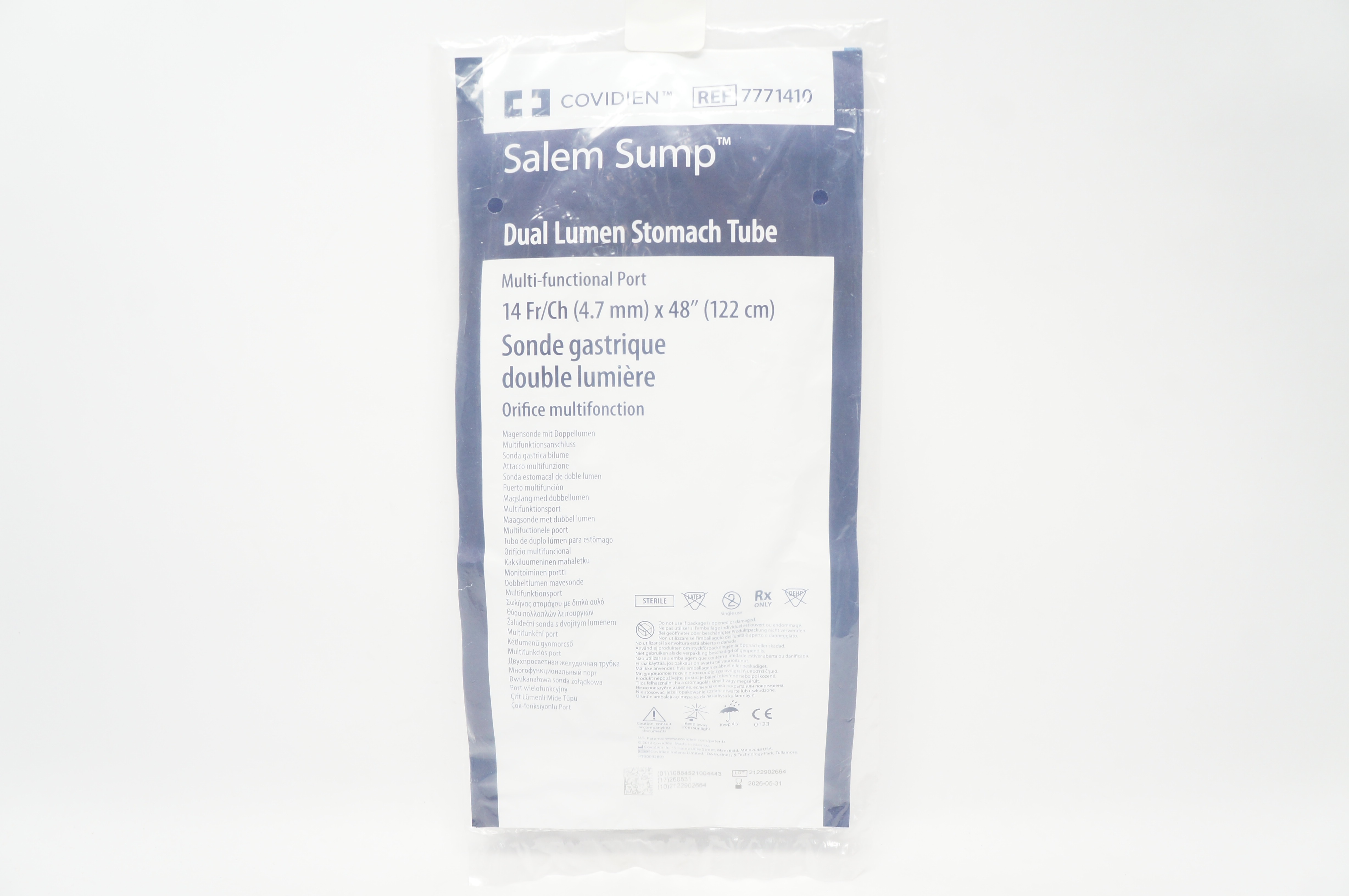 Covidien 7771410 Salem Sump Dual Lumen Stomach Tube 14Fr/Ch x 48inch
